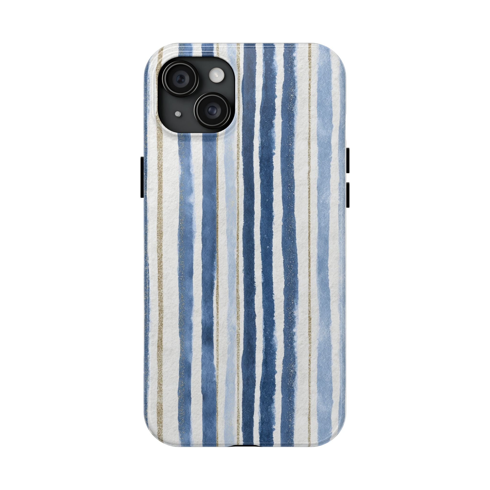 Blue Nautical Watercolor Vertical Stripes