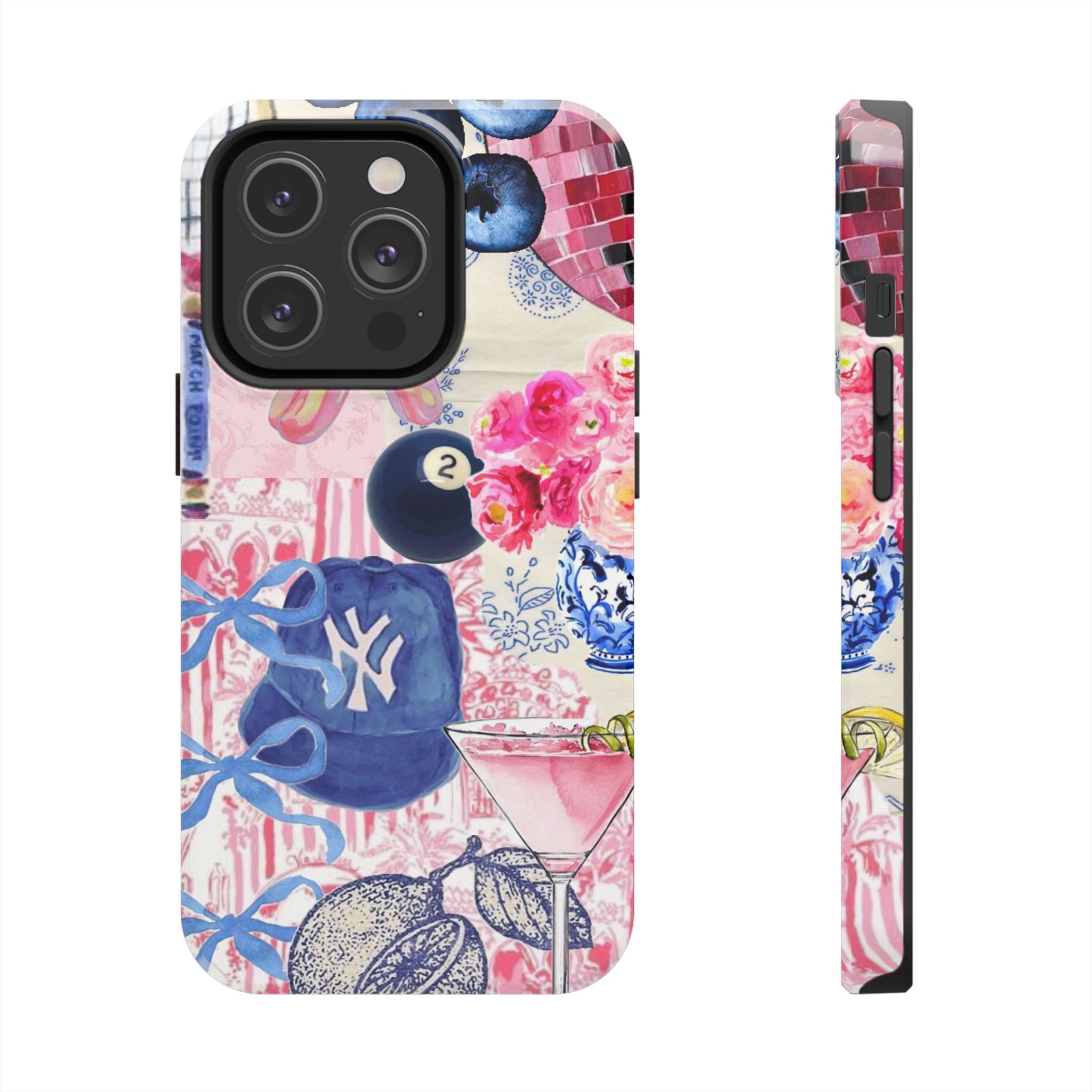 Pink Collage NY Cap, Martini & 8 Ball