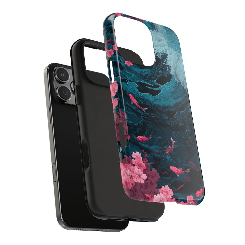 Pink Koi & Ocean Wave