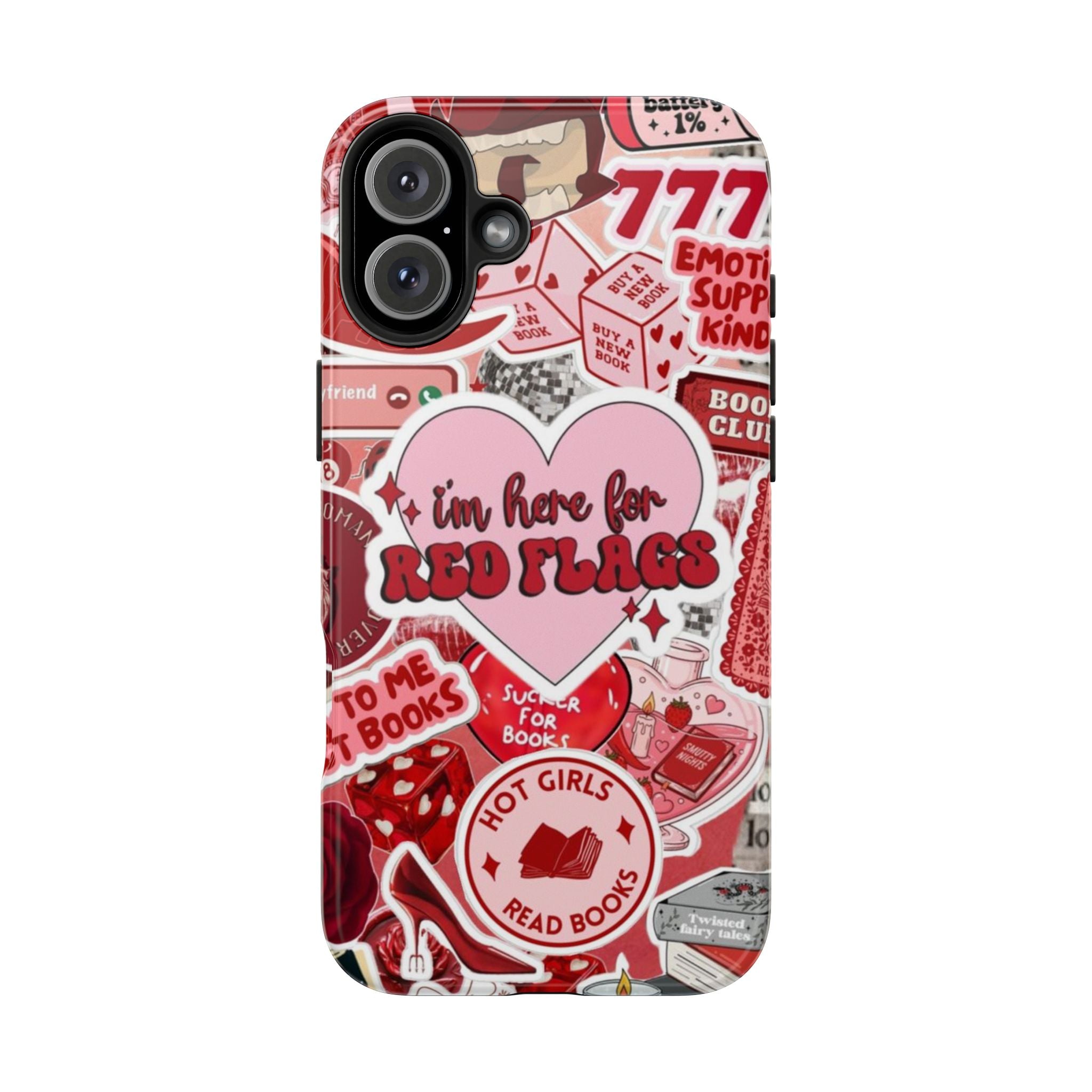"I’m Here for Red Flags" Red Aesthetic Sticker Collage