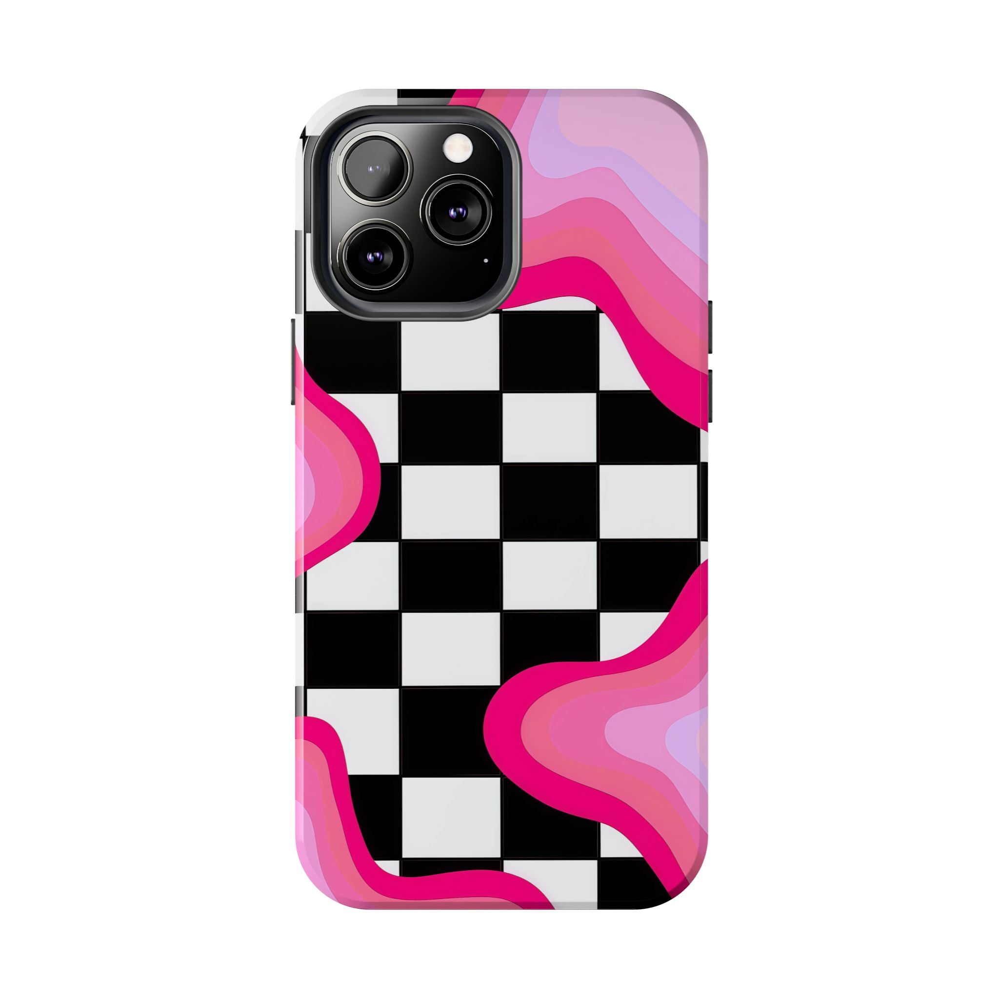 Checkered Pink Retro Wavy