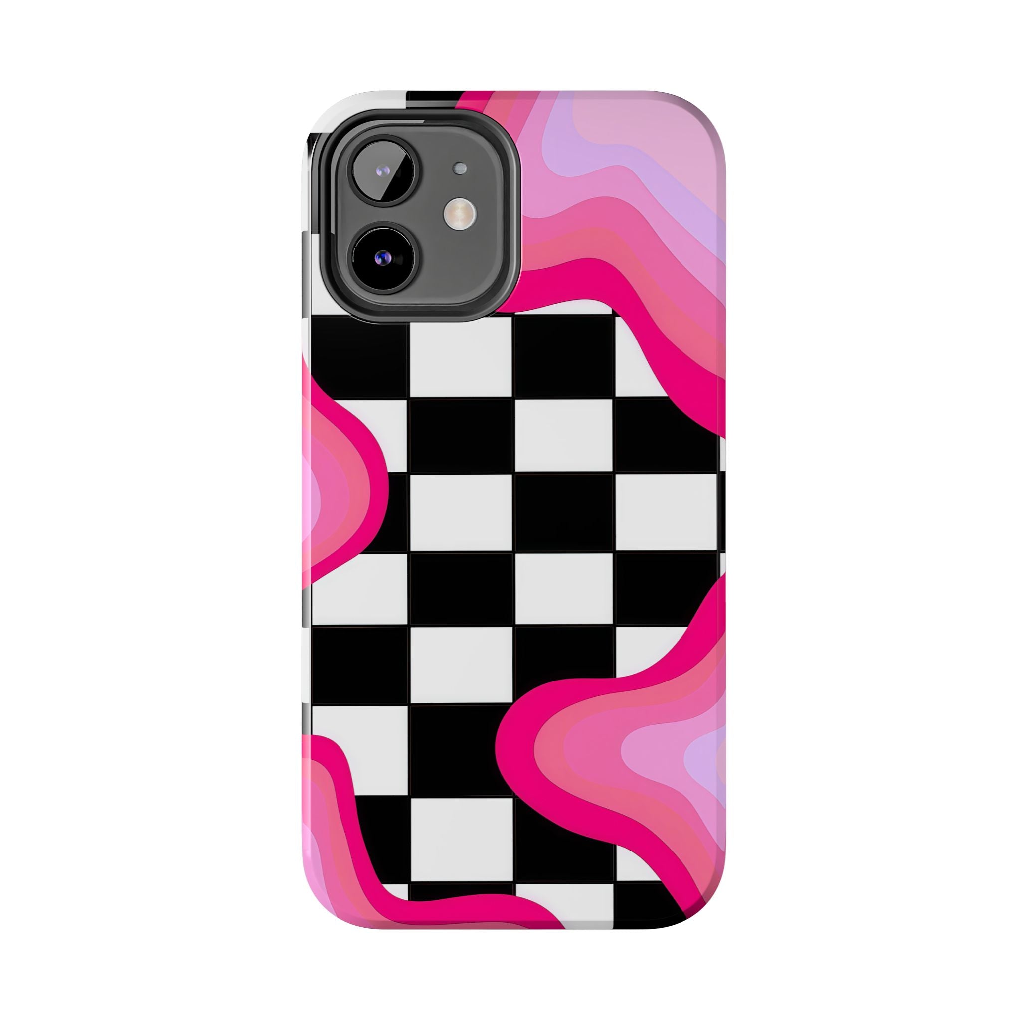 Checkered Pink Retro Wavy