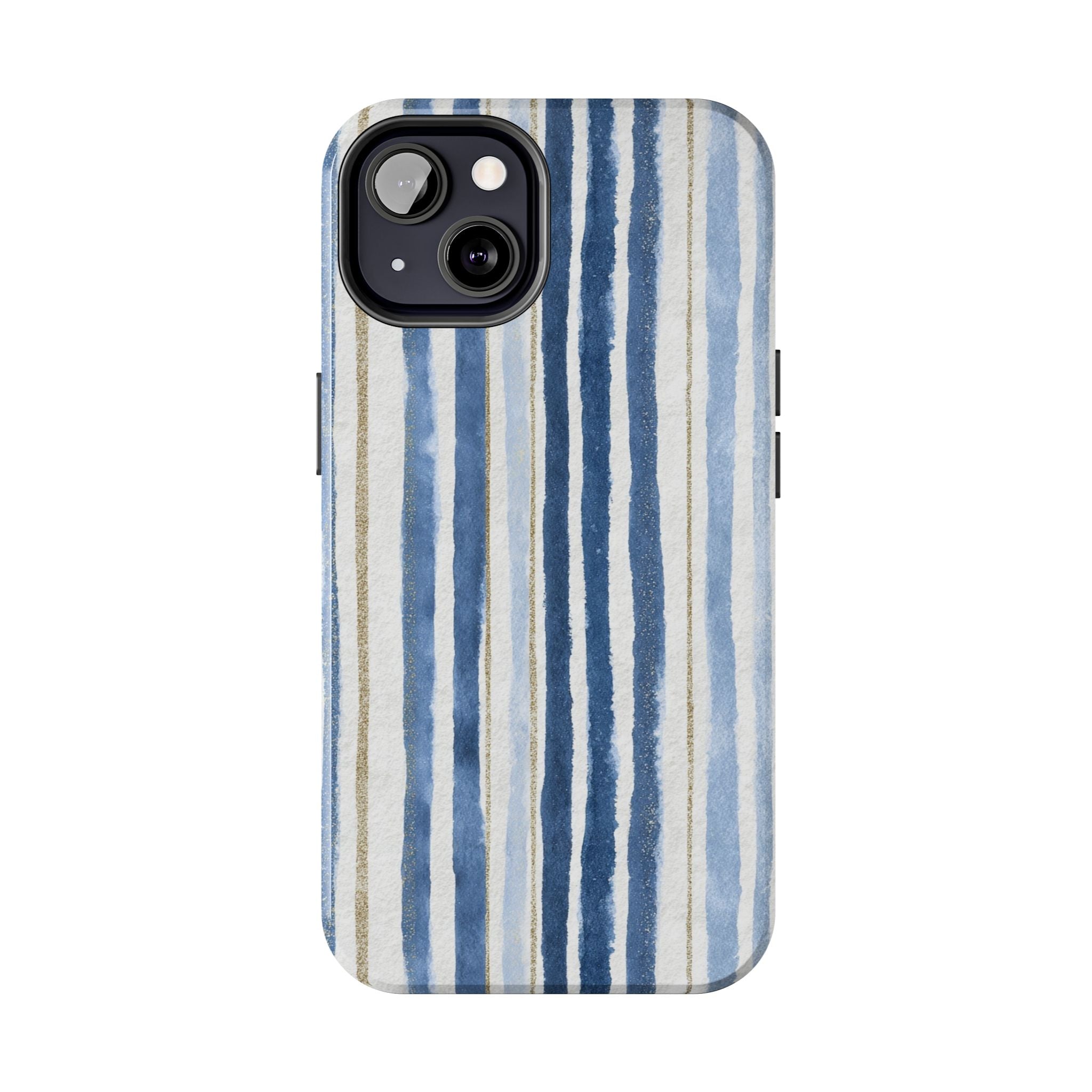 Blue Nautical Watercolor Vertical Stripes