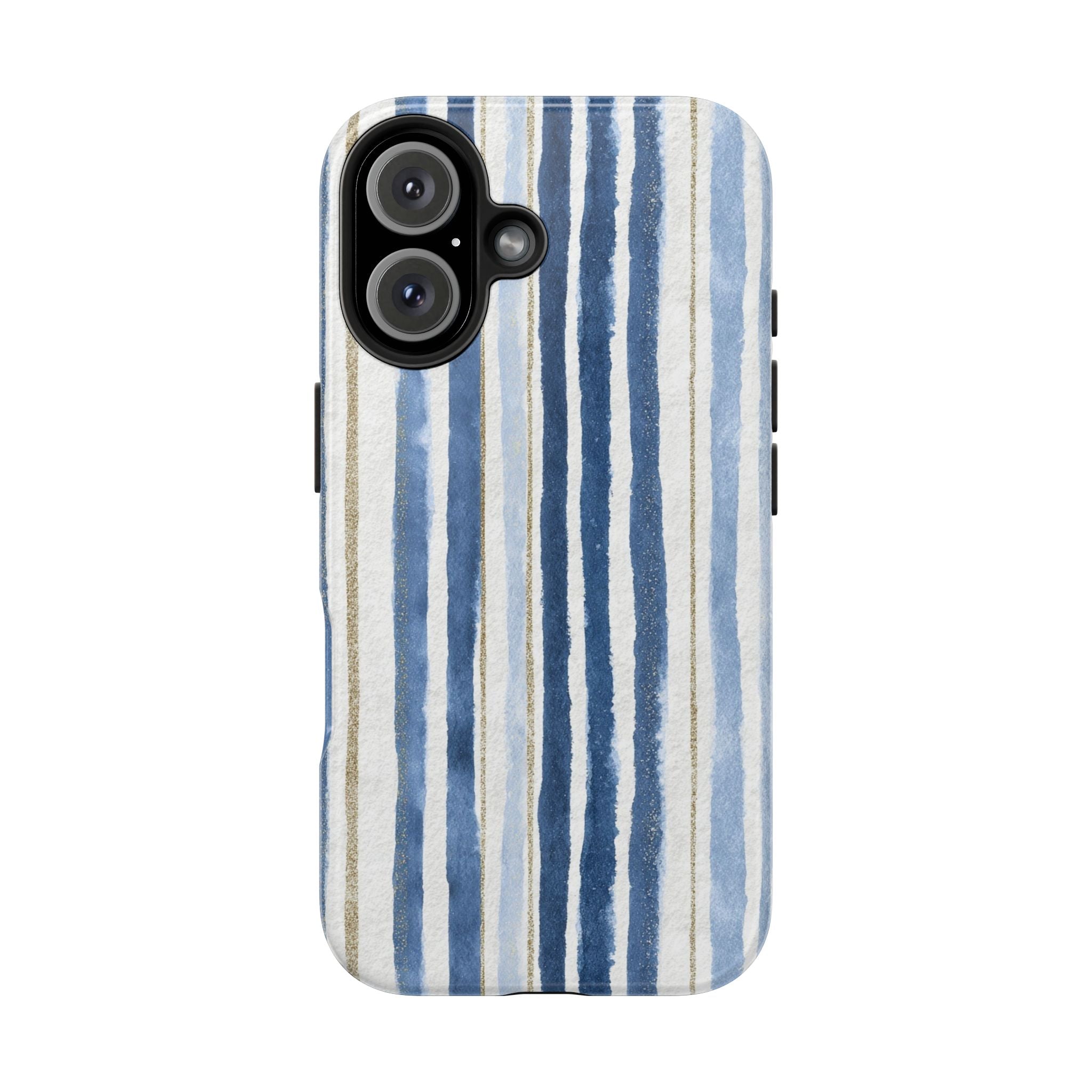 Blue Nautical Watercolor Vertical Stripes