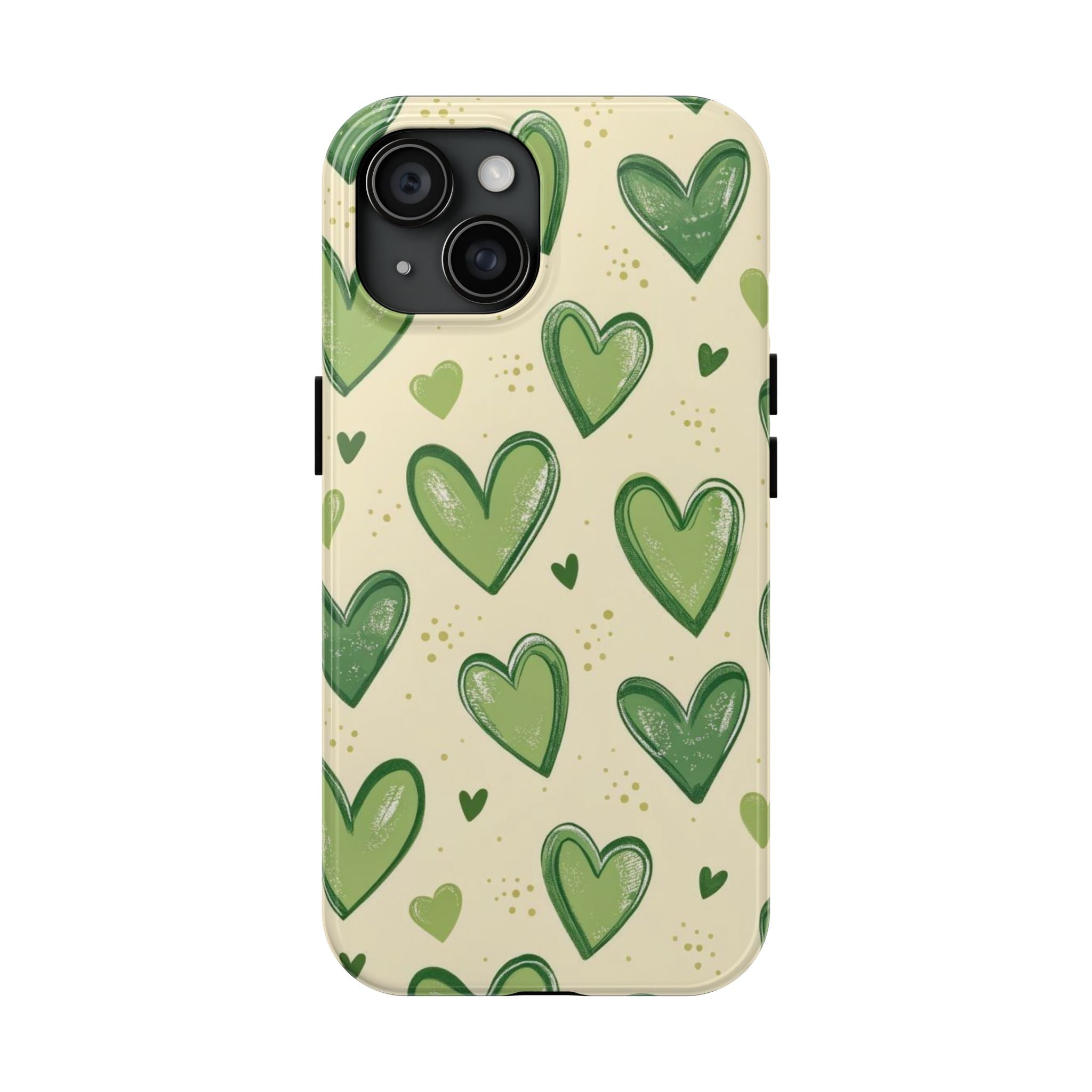 Cute Hand-Drawn Green Hearts