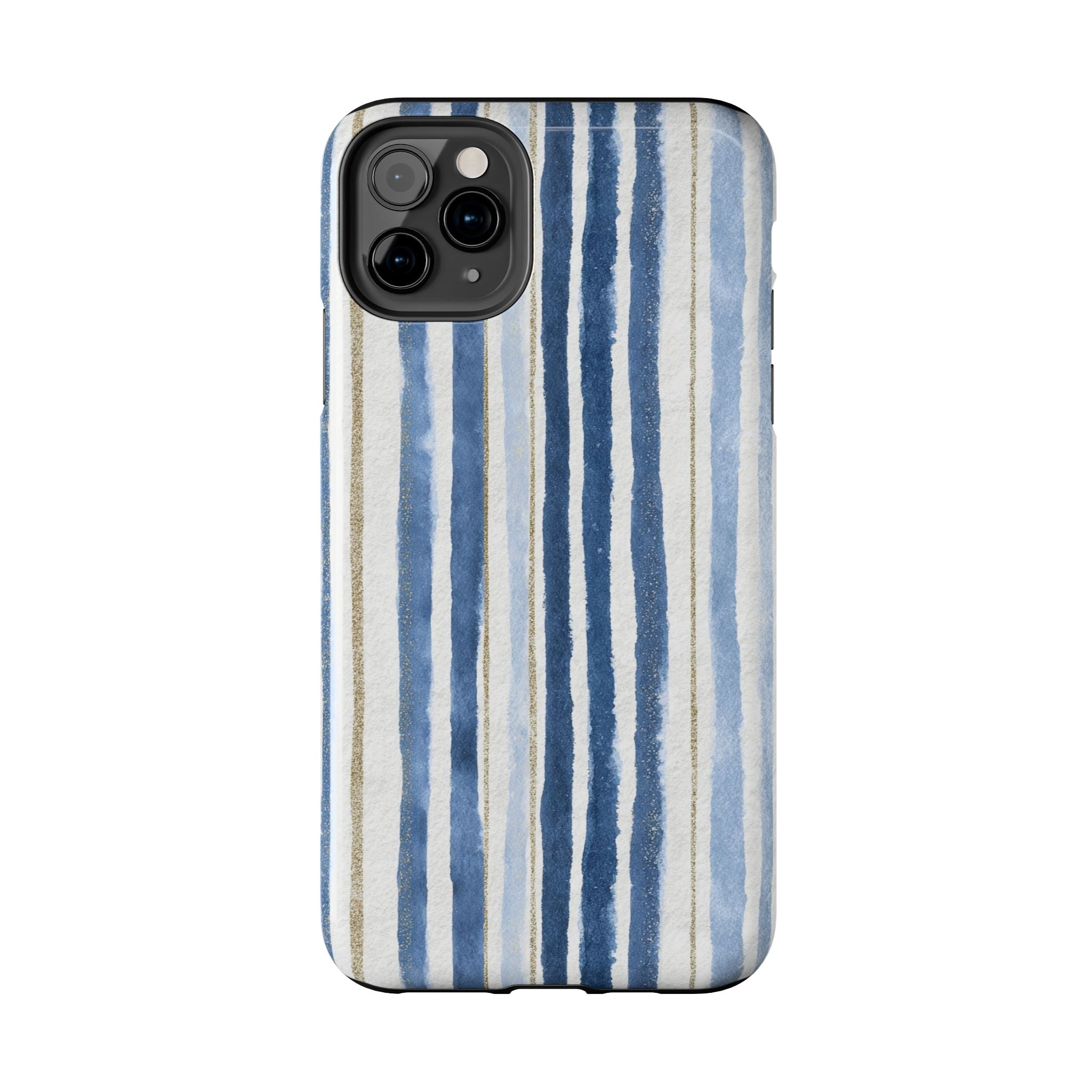 Blue Nautical Watercolor Vertical Stripes
