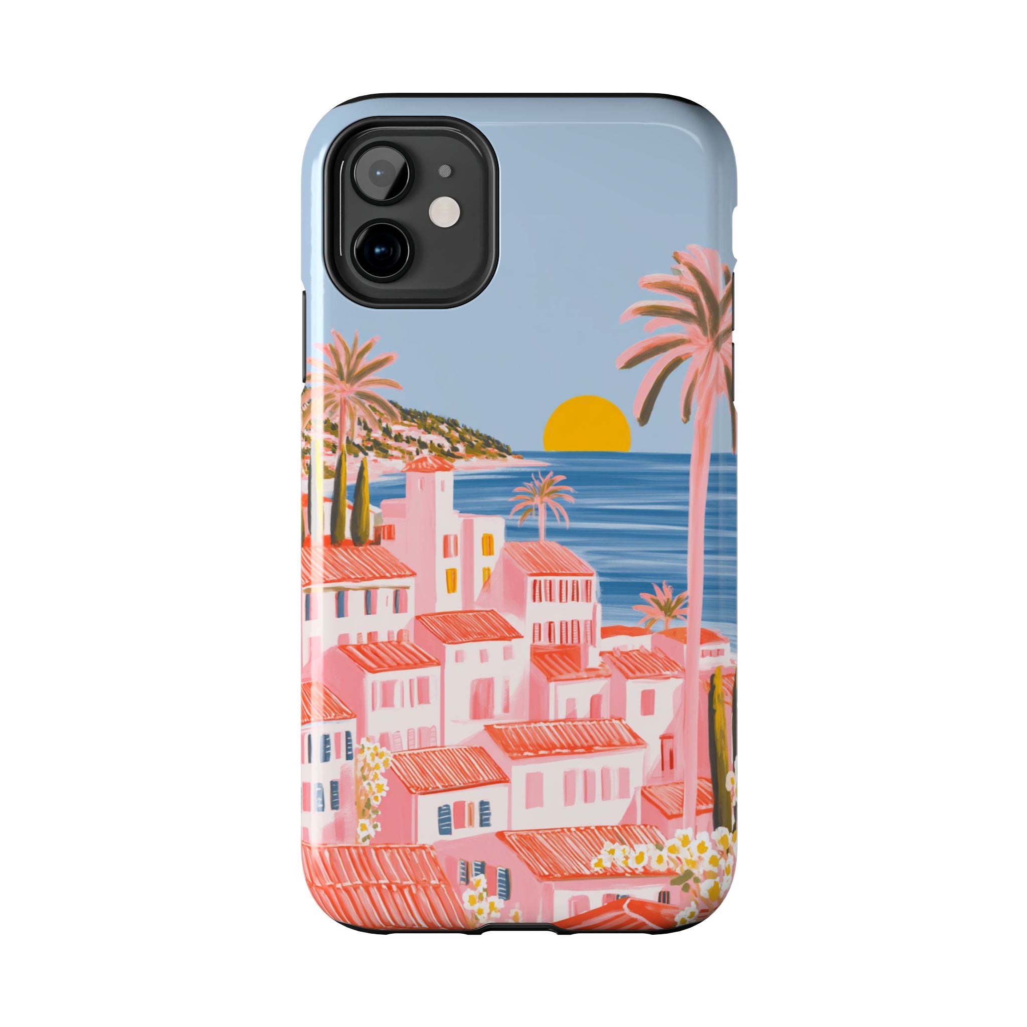 Pink Coastal Sunset Town