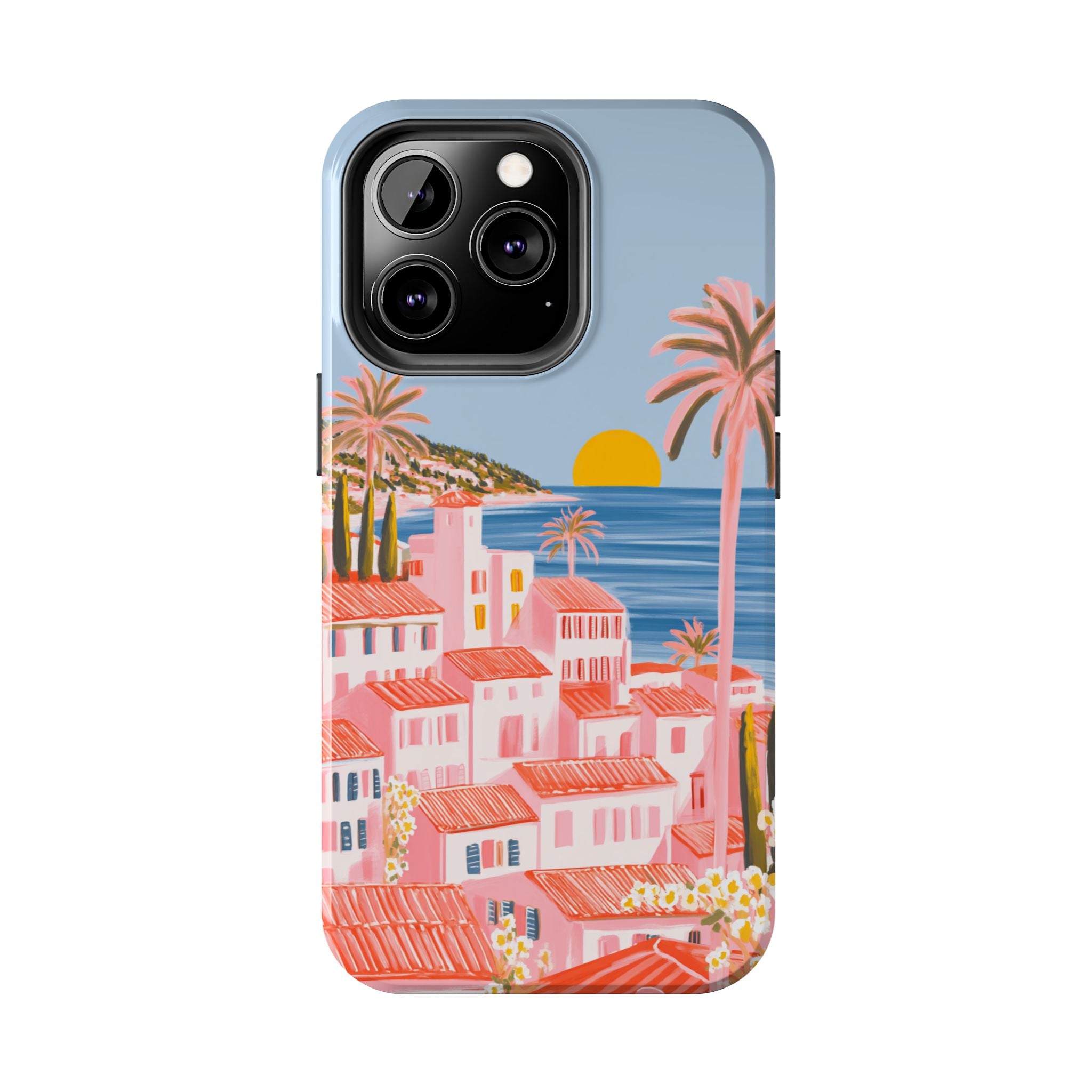 Pink Coastal Sunset Town