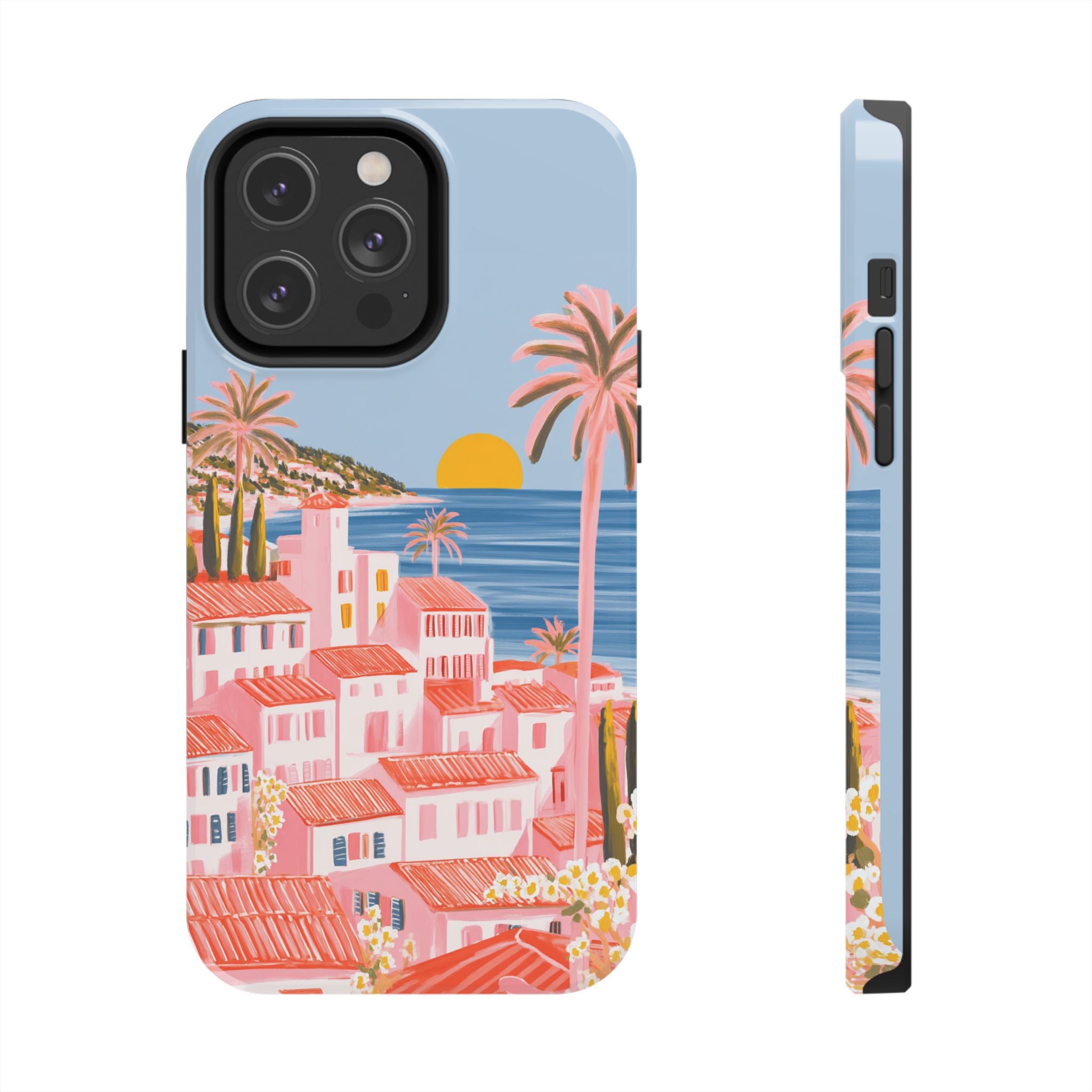 Pink Coastal Sunset Town
