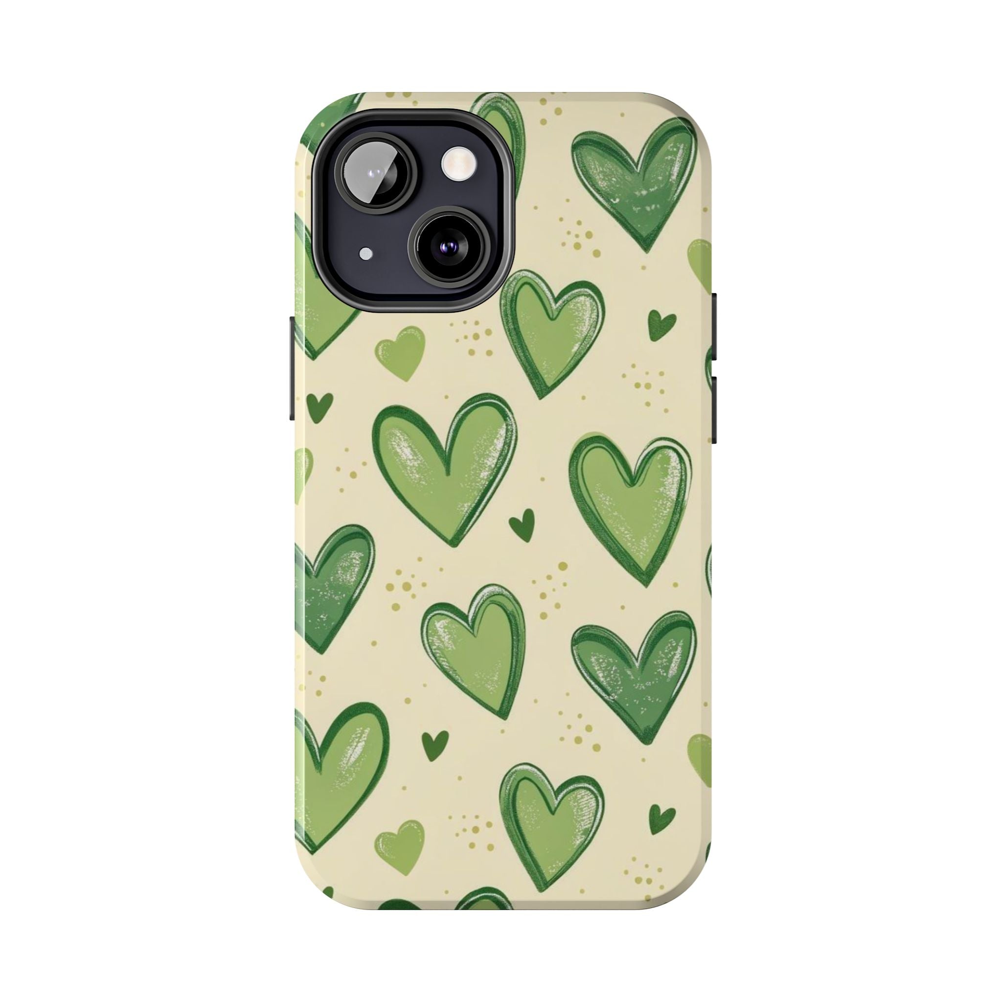 Cute Hand-Drawn Green Hearts