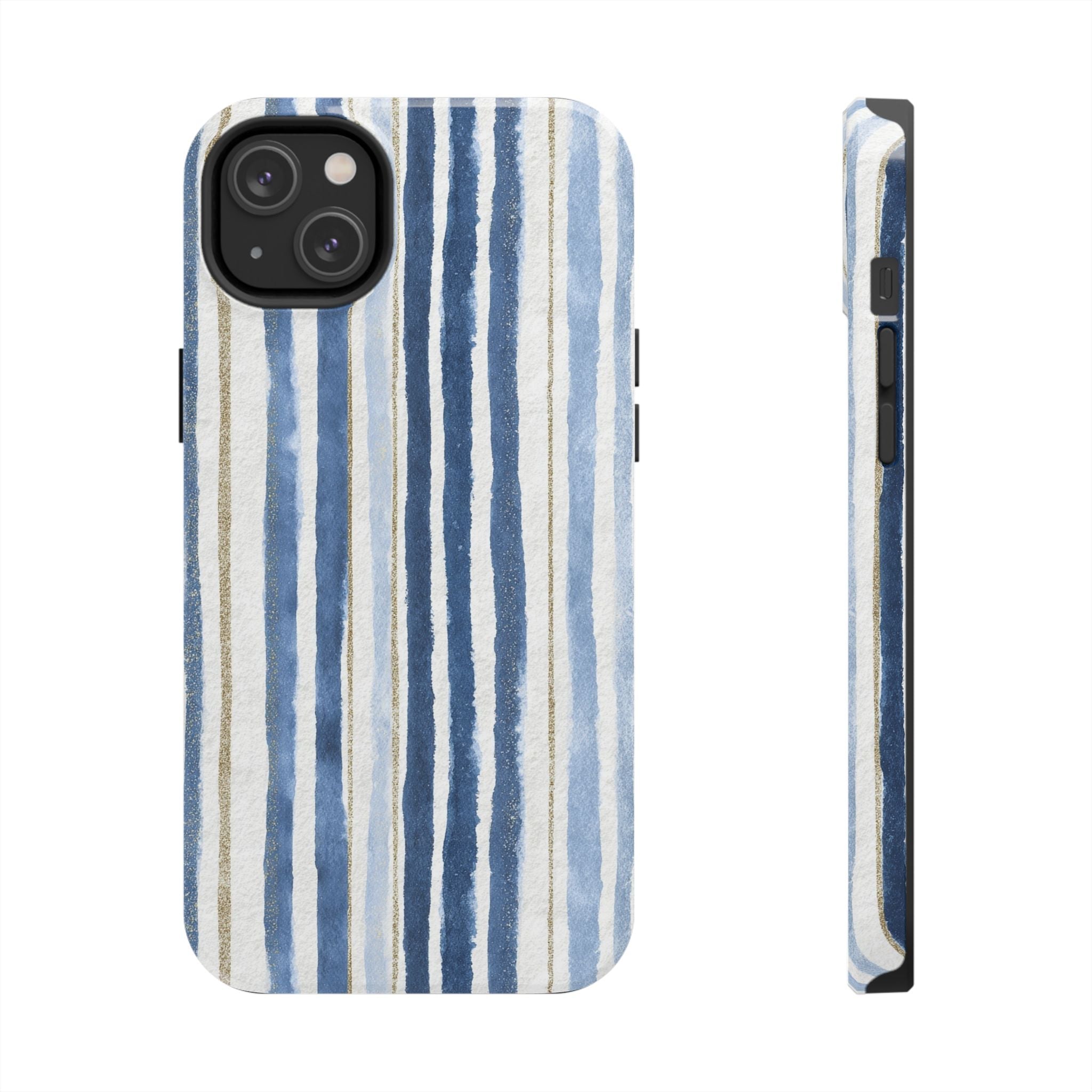 Blue Nautical Watercolor Vertical Stripes