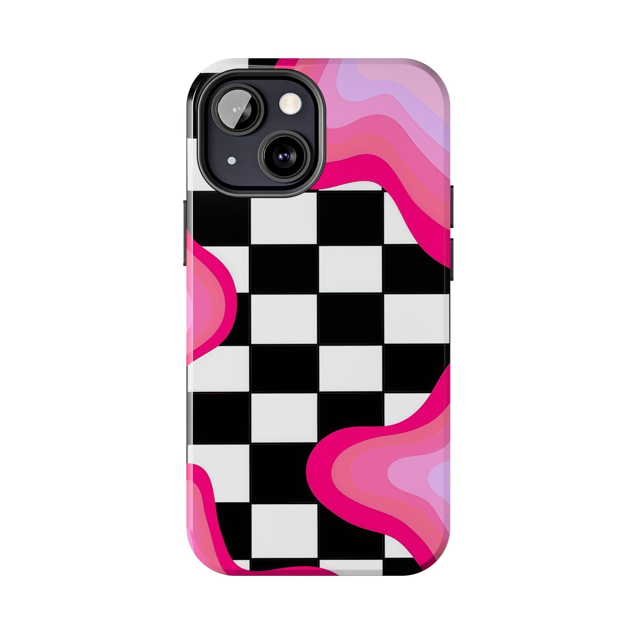 Checkered Pink Retro Wavy