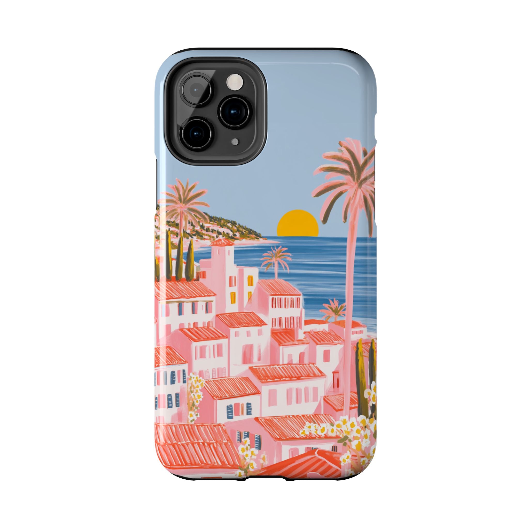 Pink Coastal Sunset Town