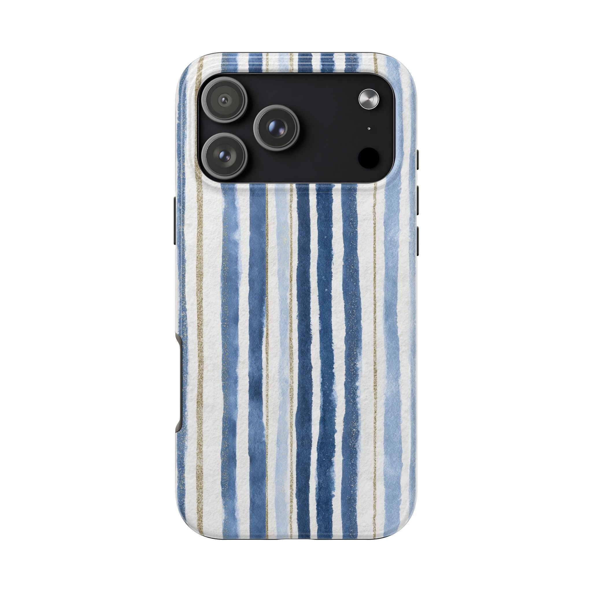 Blue Nautical Watercolor Vertical Stripes
