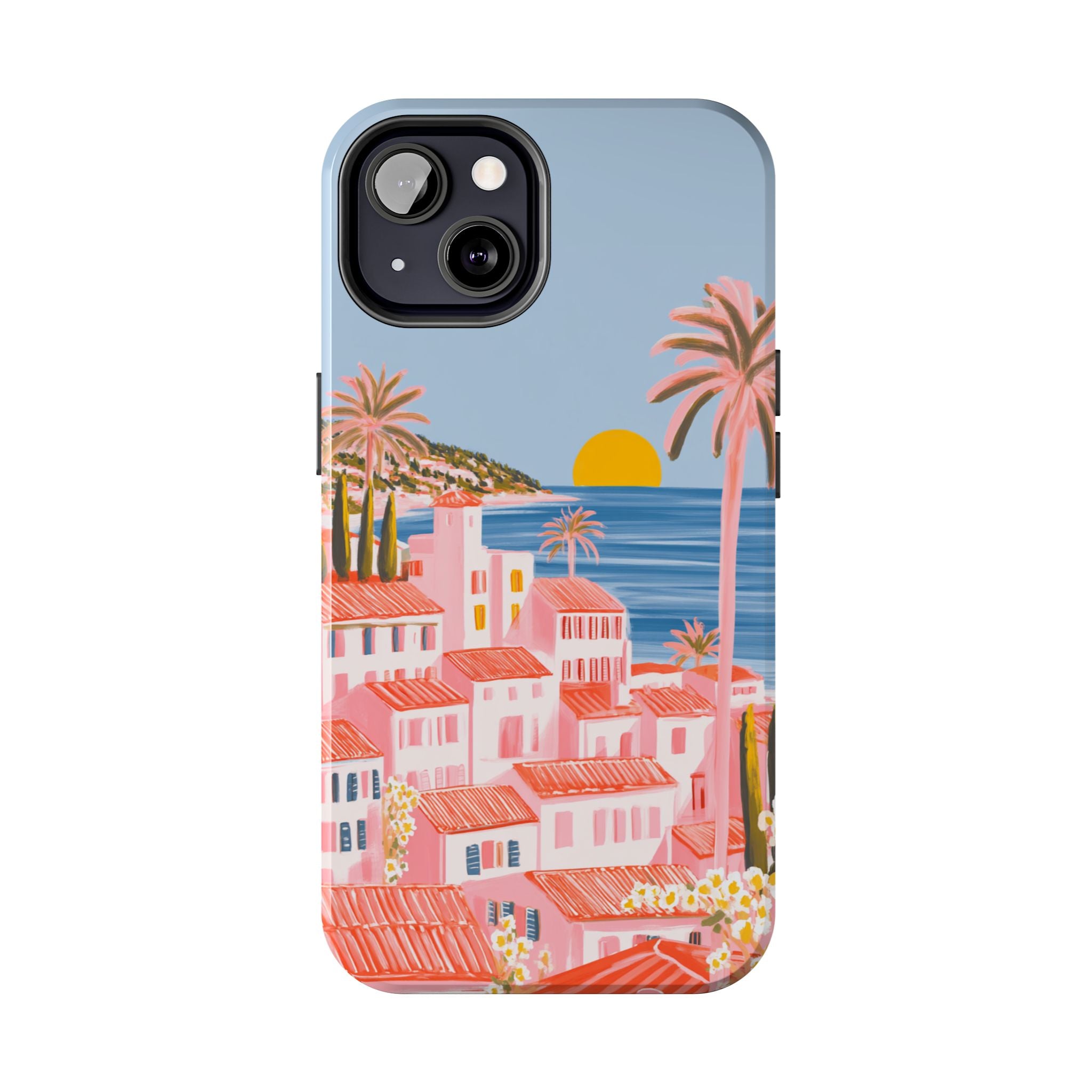 Pink Coastal Sunset Town