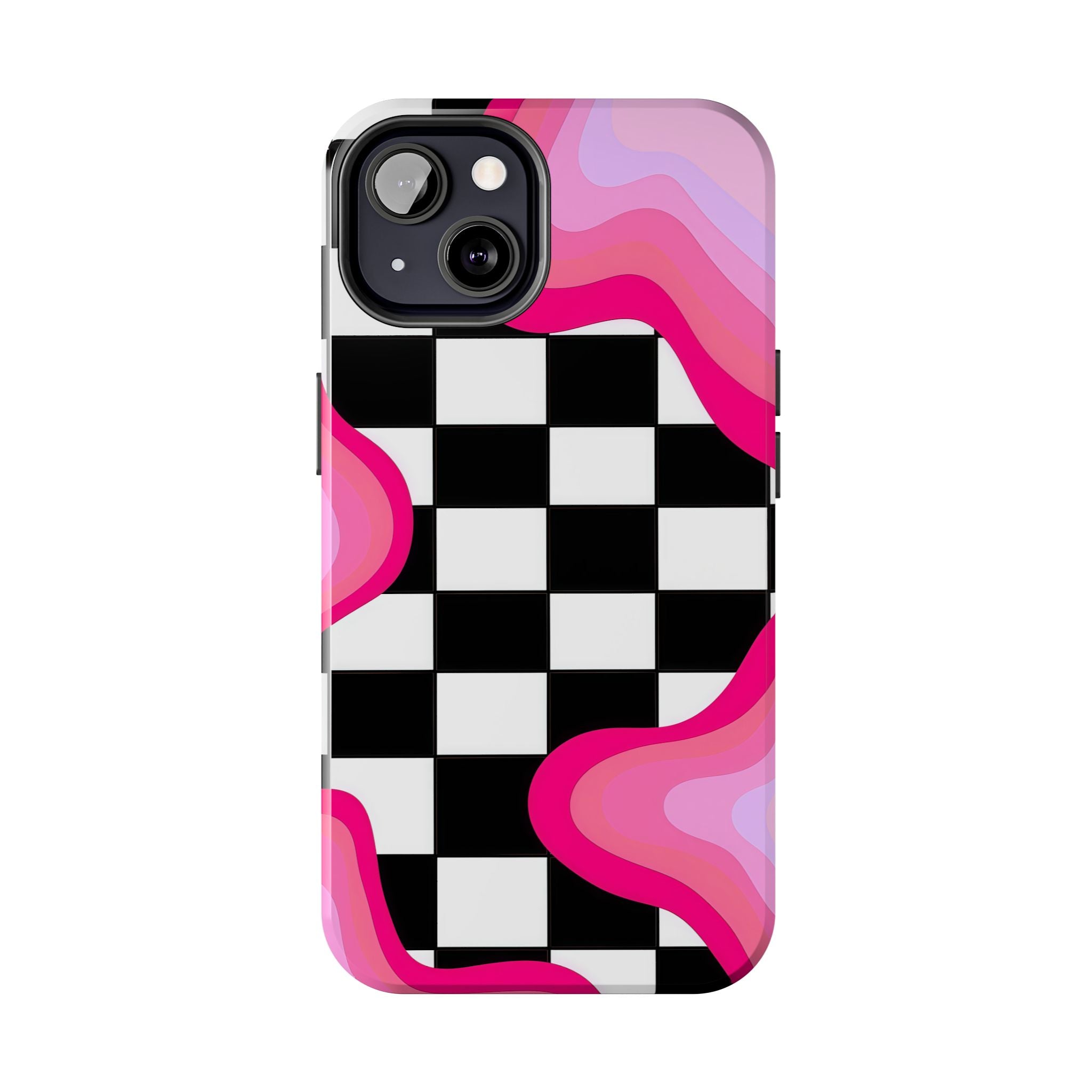 Checkered Pink Retro Wavy