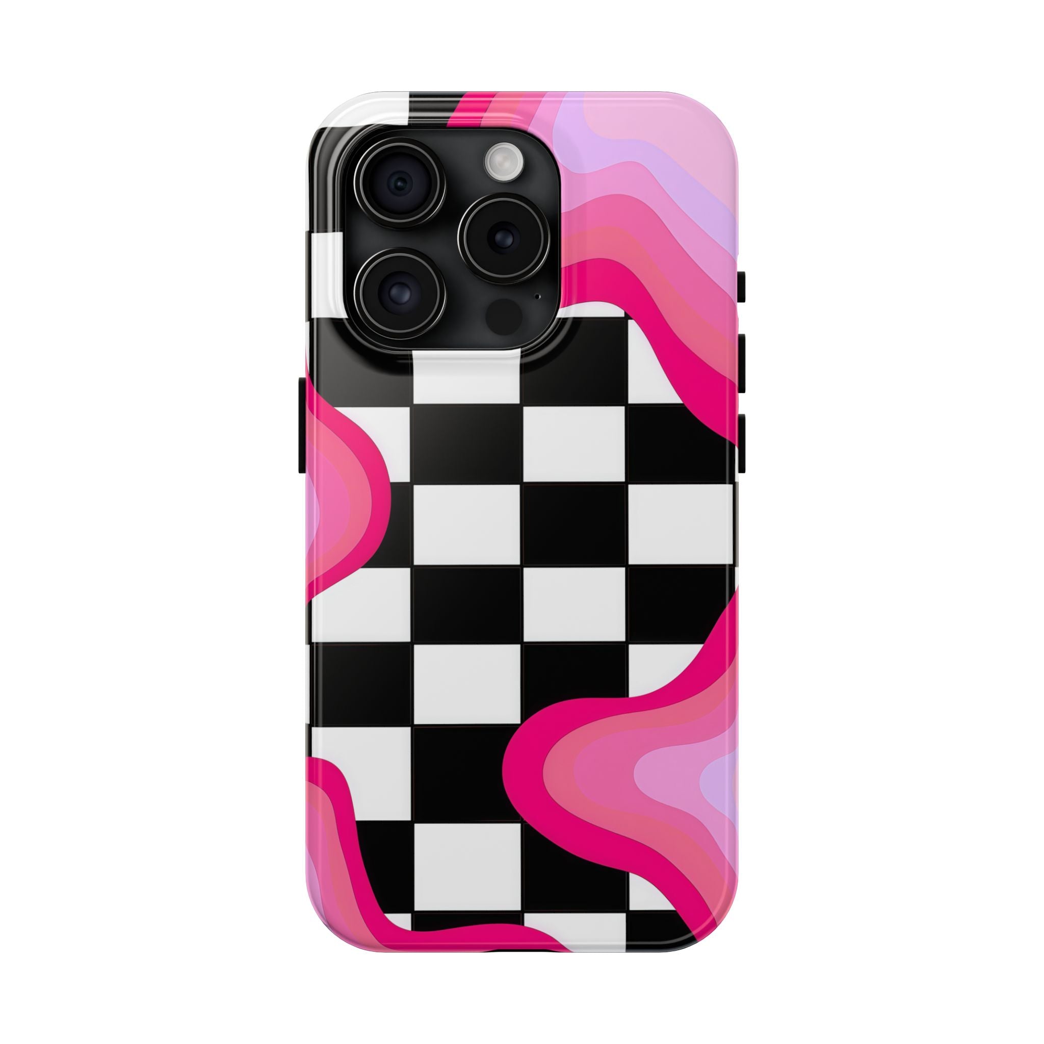Checkered Pink Retro Wavy