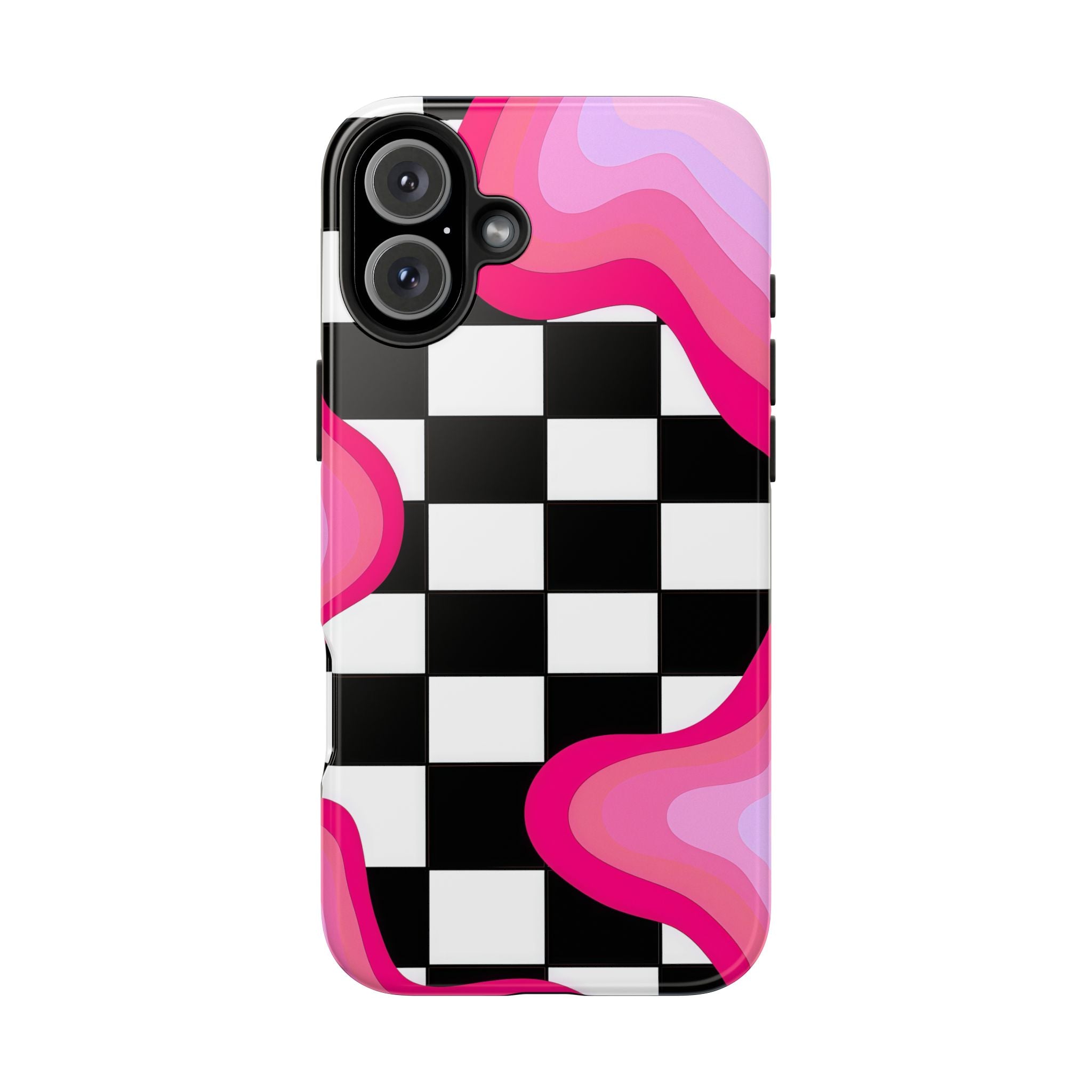 Checkered Pink Retro Wavy