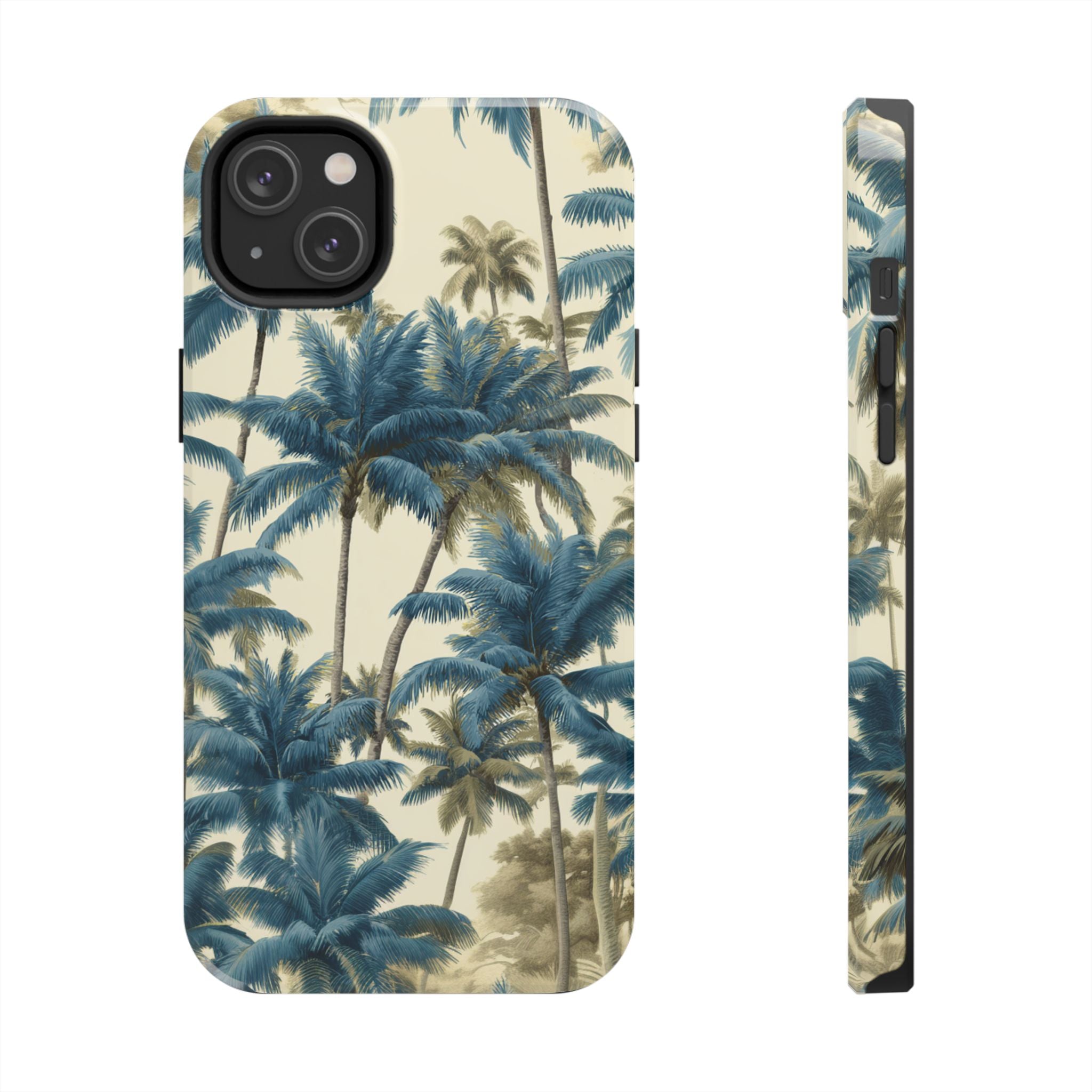 Blue Vintage Tropical Palm