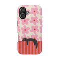 Pink Flowers & Lounging Black Cat