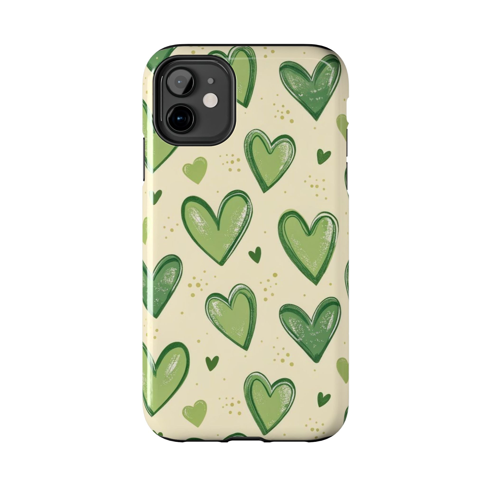 Cute Hand-Drawn Green Hearts