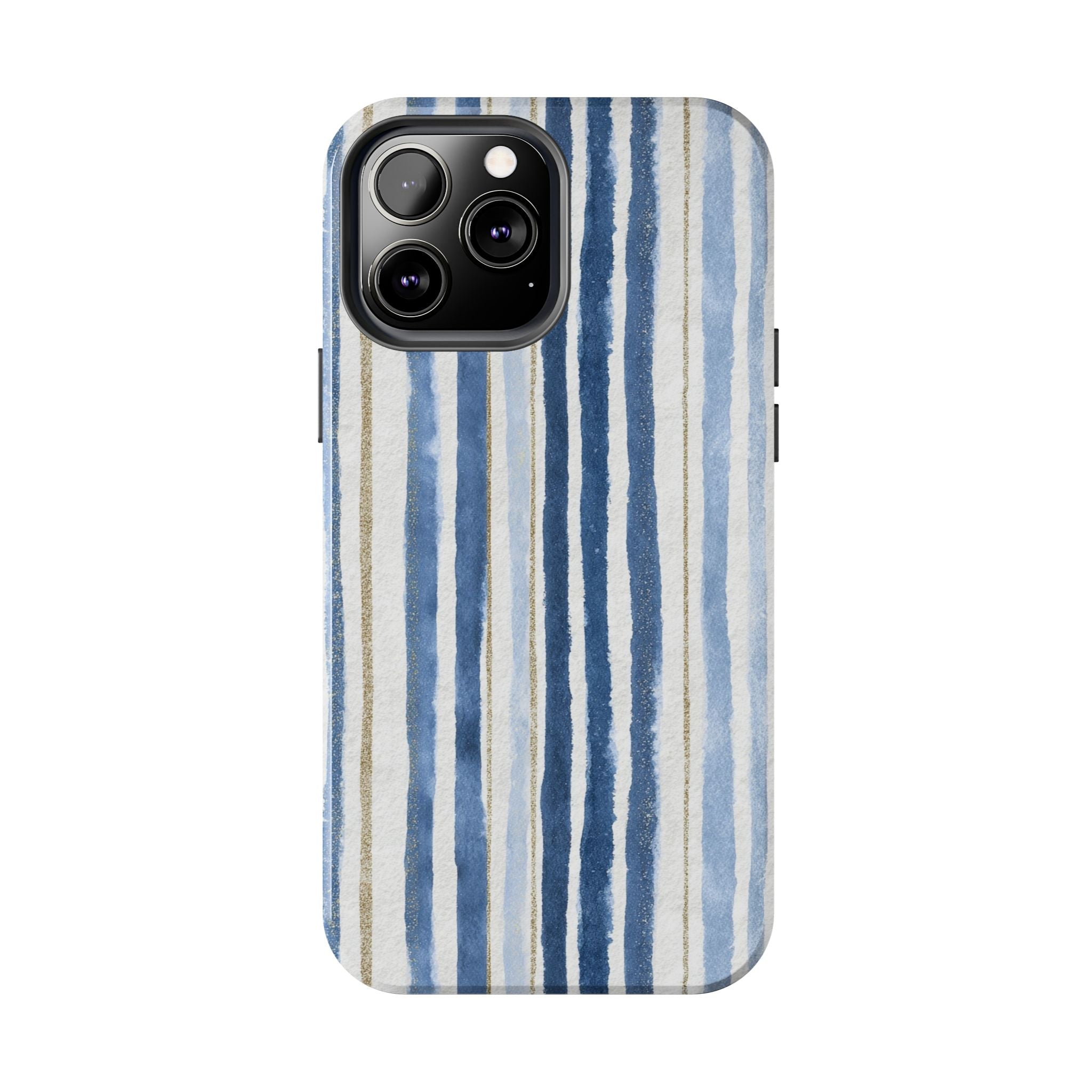 Blue Nautical Watercolor Vertical Stripes