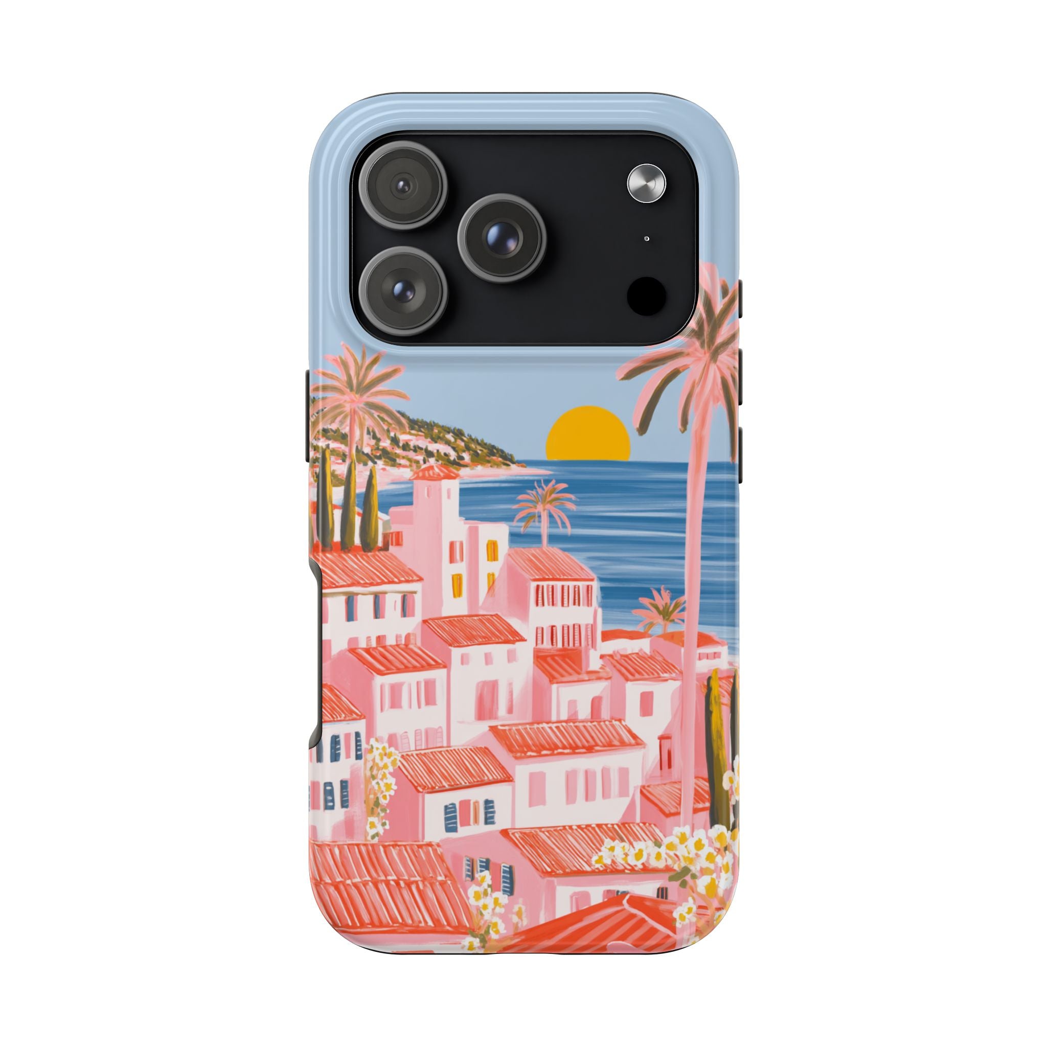 Pink Coastal Sunset Town