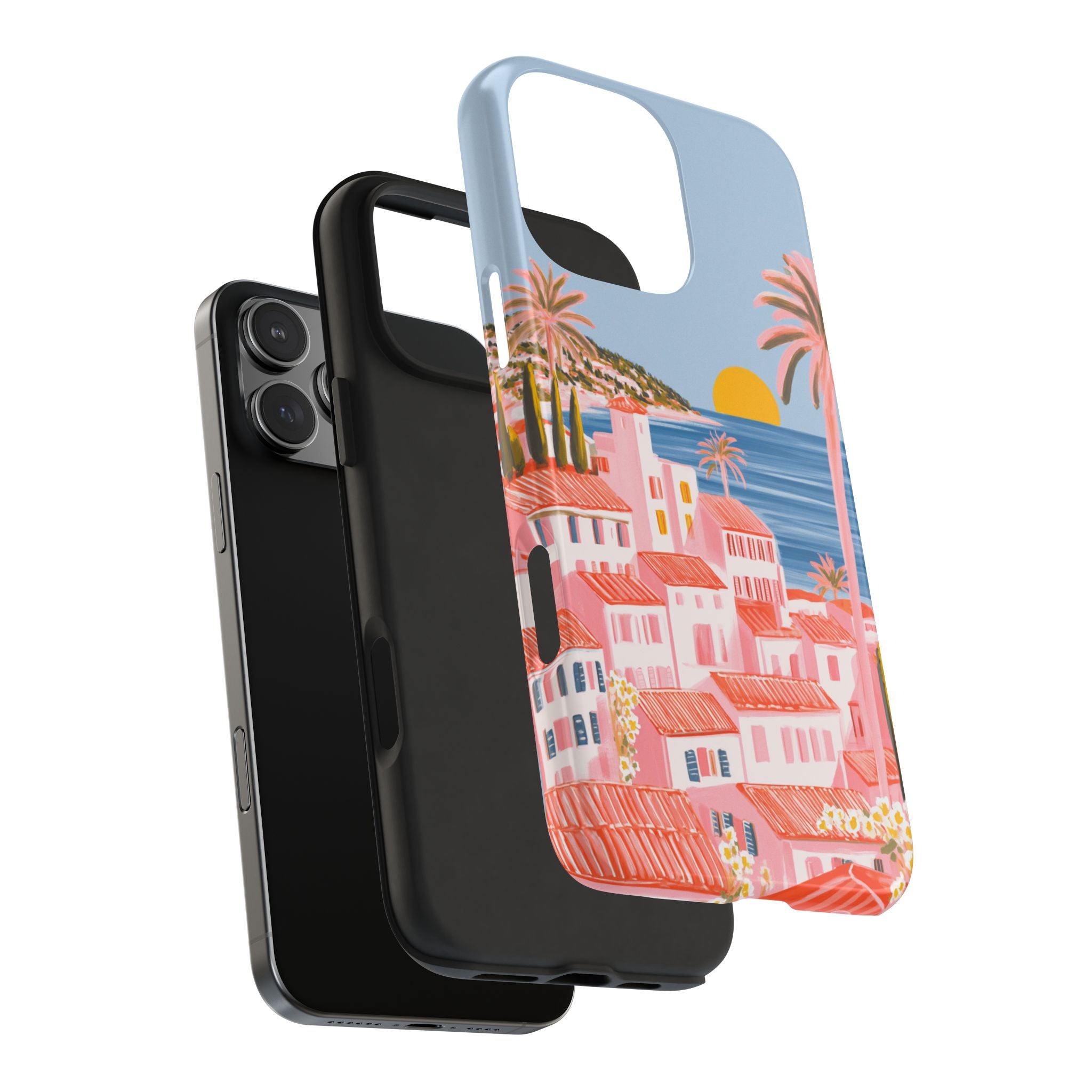 Pink Coastal Sunset Town