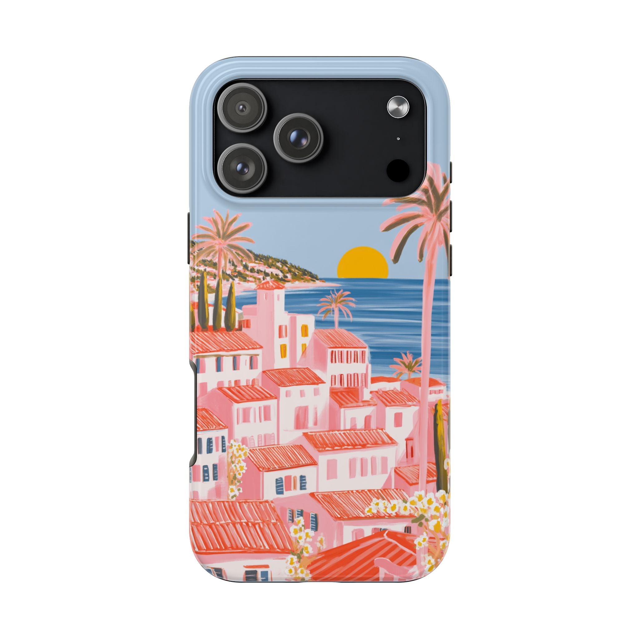 Pink Coastal Sunset Town