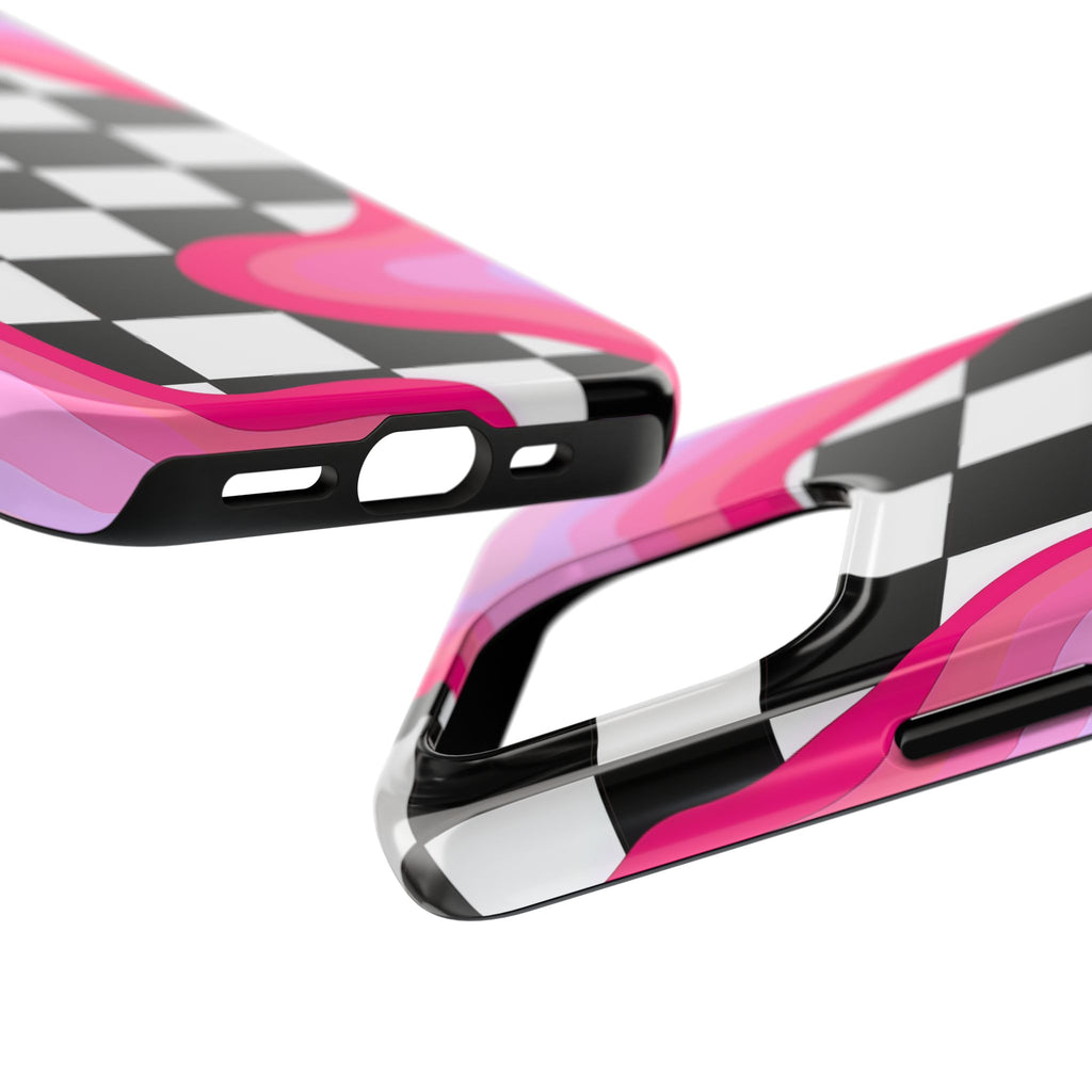 Checkered Pink Retro Wavy