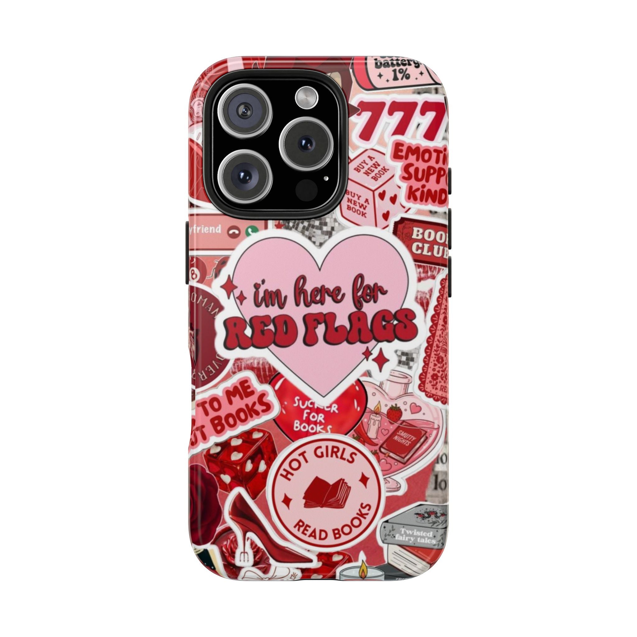 "I’m Here for Red Flags" Red Aesthetic Sticker Collage