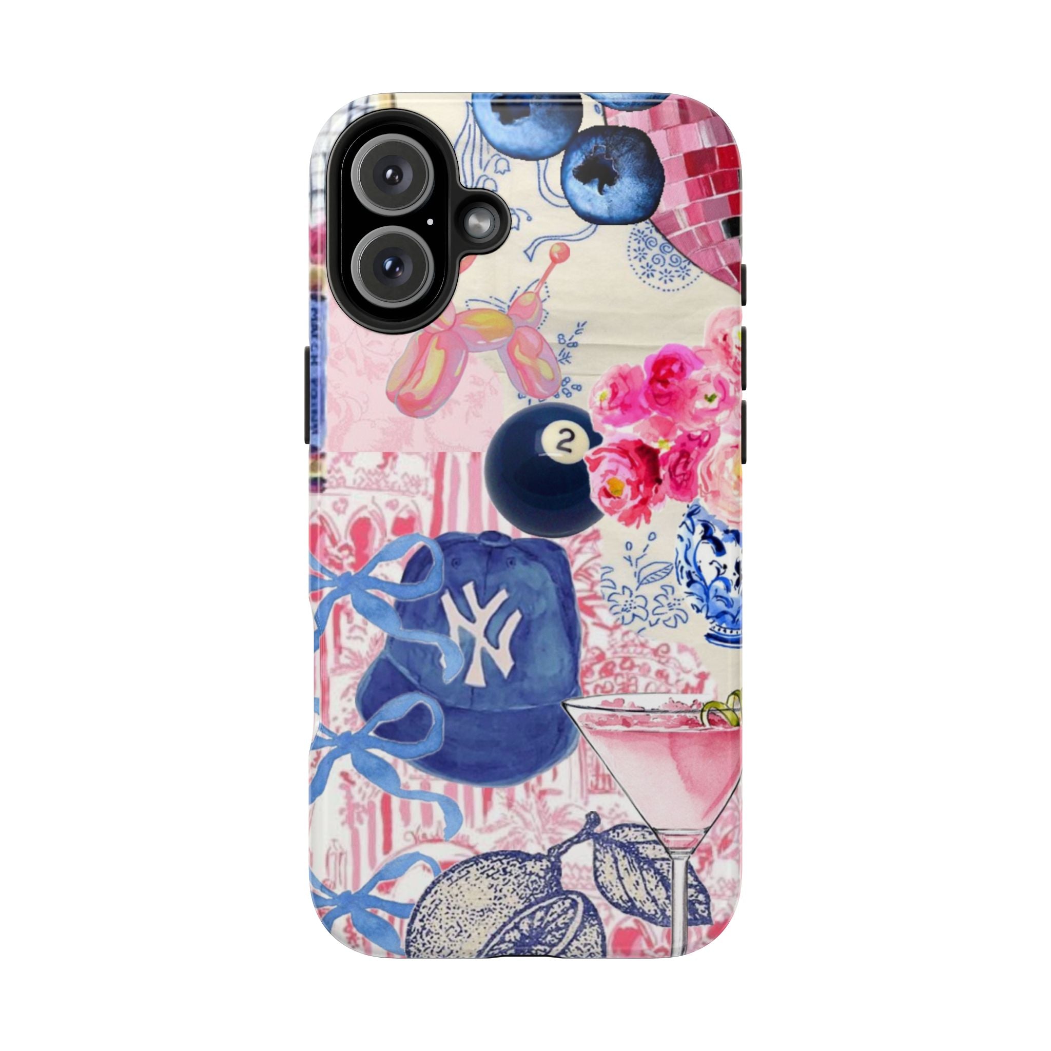 Pink Collage NY Cap, Martini & 8 Ball
