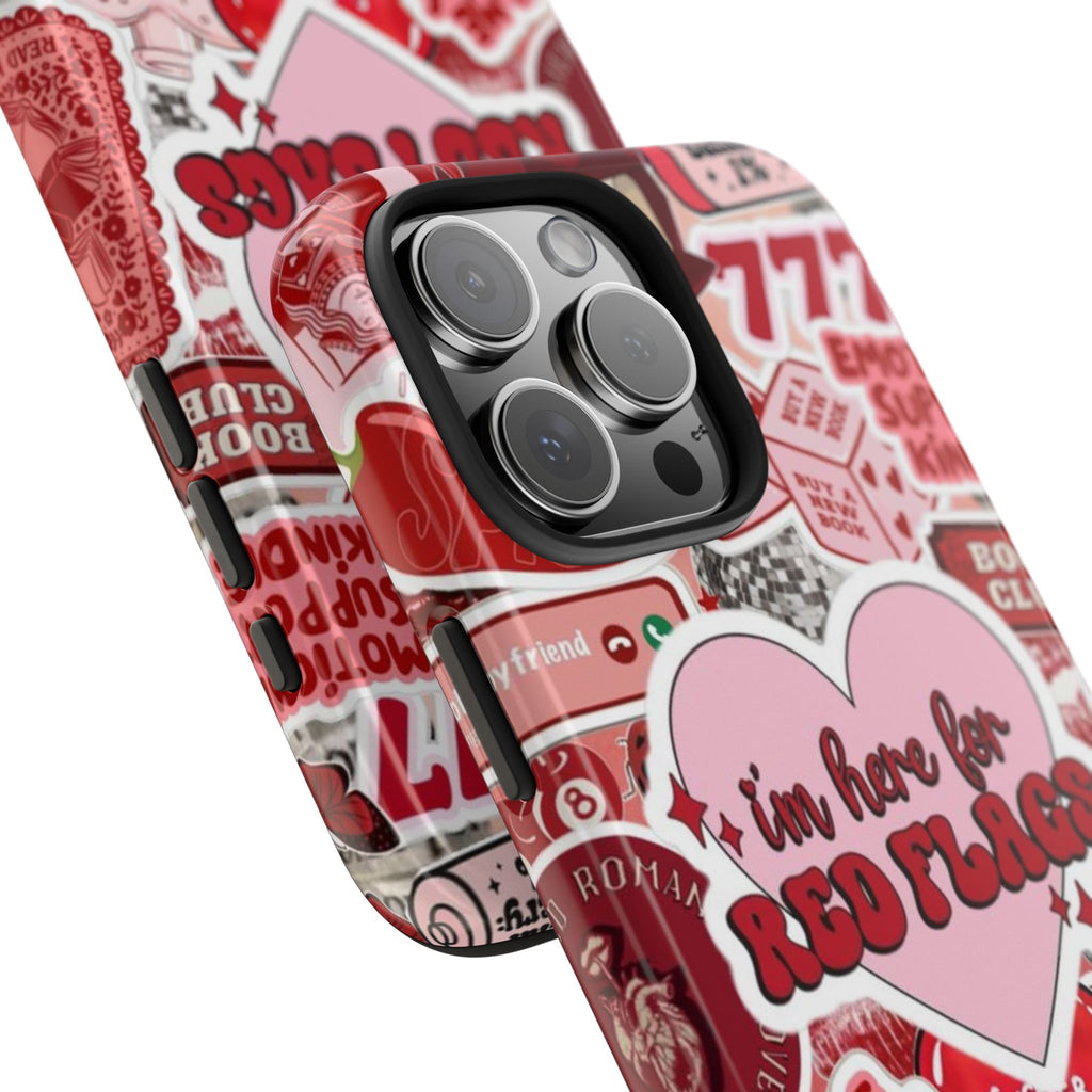 "I’m Here for Red Flags" Red Aesthetic Sticker Collage