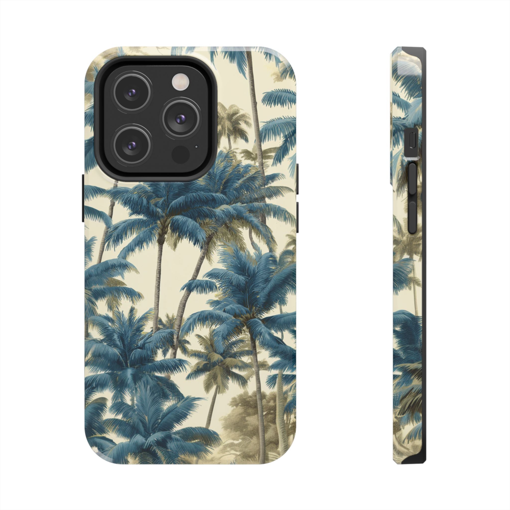 Blue Vintage Tropical Palm