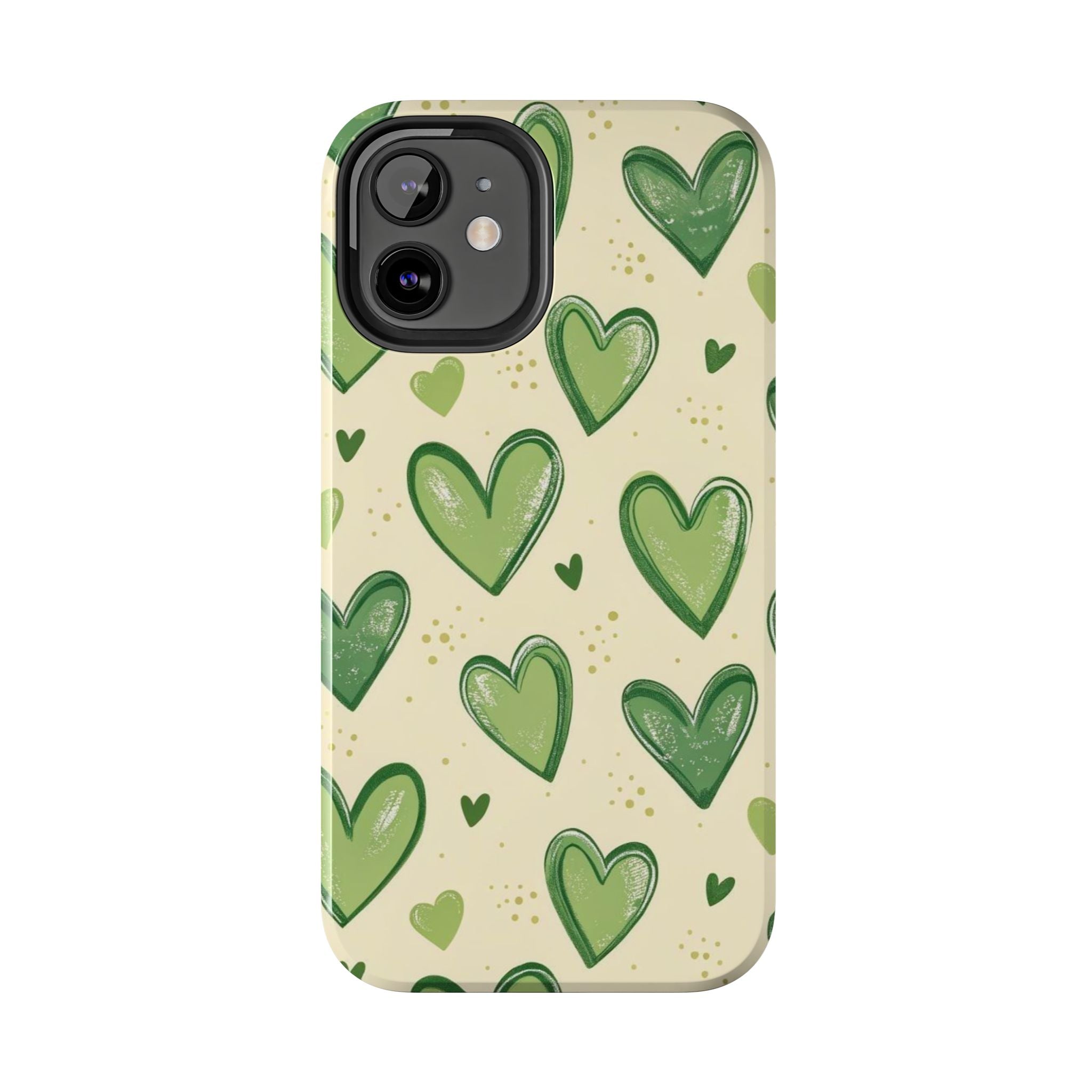 Cute Hand-Drawn Green Hearts