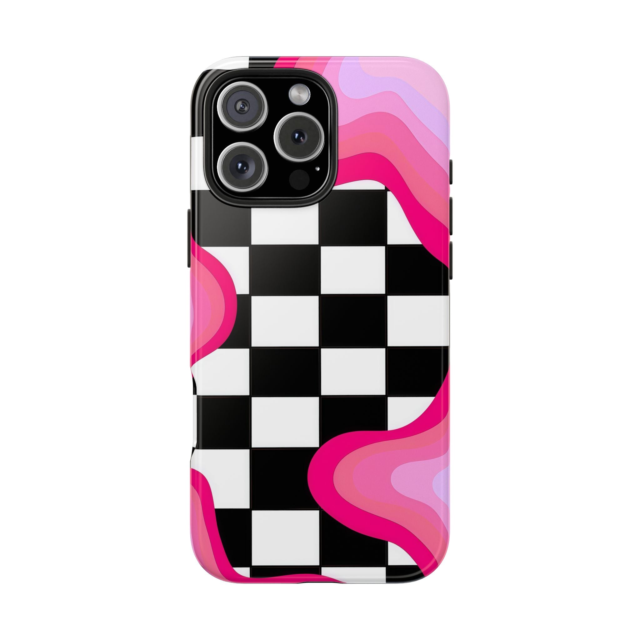 Checkered Pink Retro Wavy