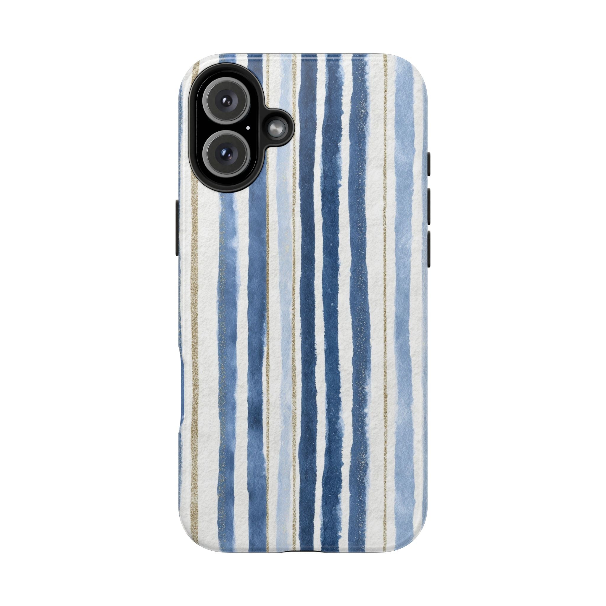 Blue Nautical Watercolor Vertical Stripes