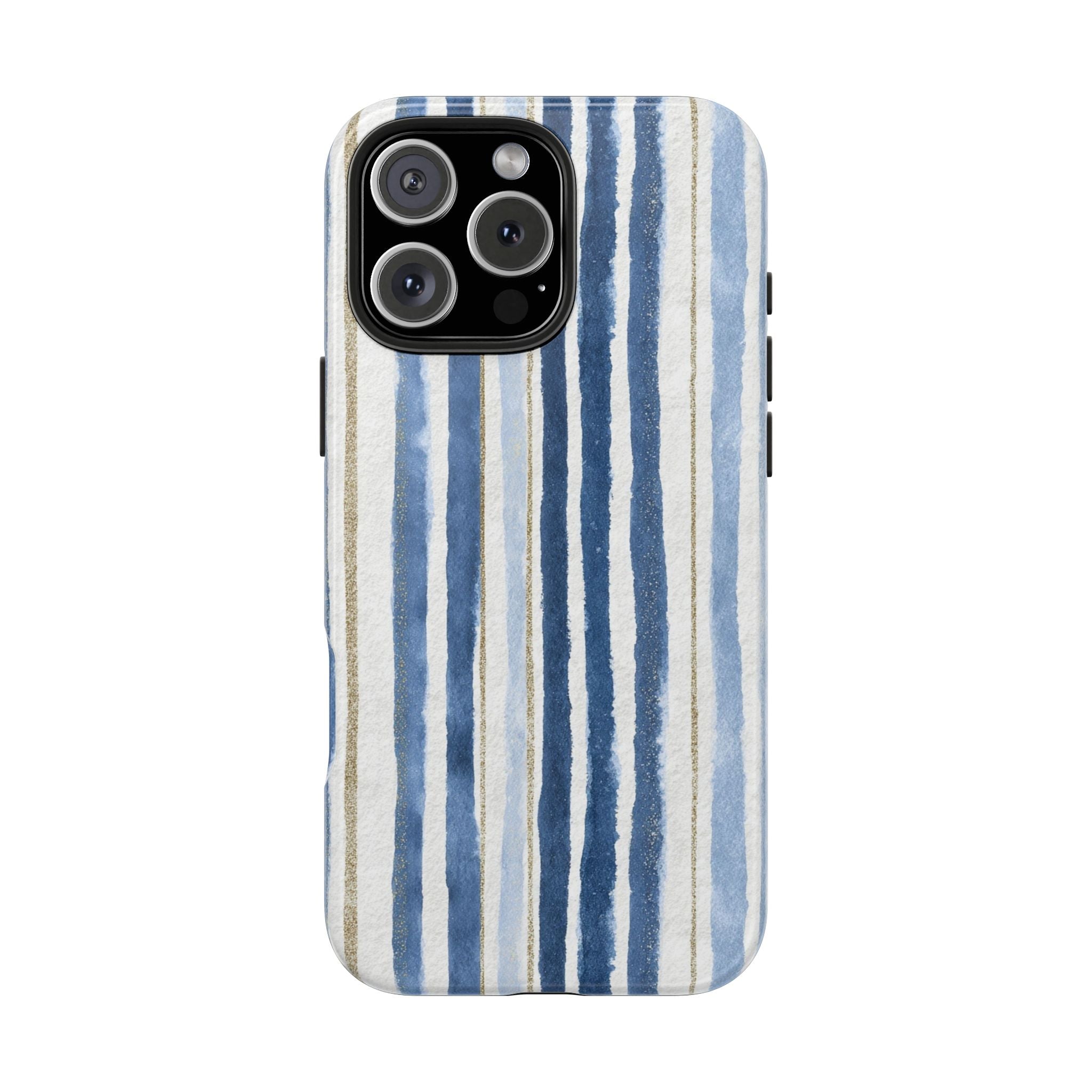 Blue Nautical Watercolor Vertical Stripes