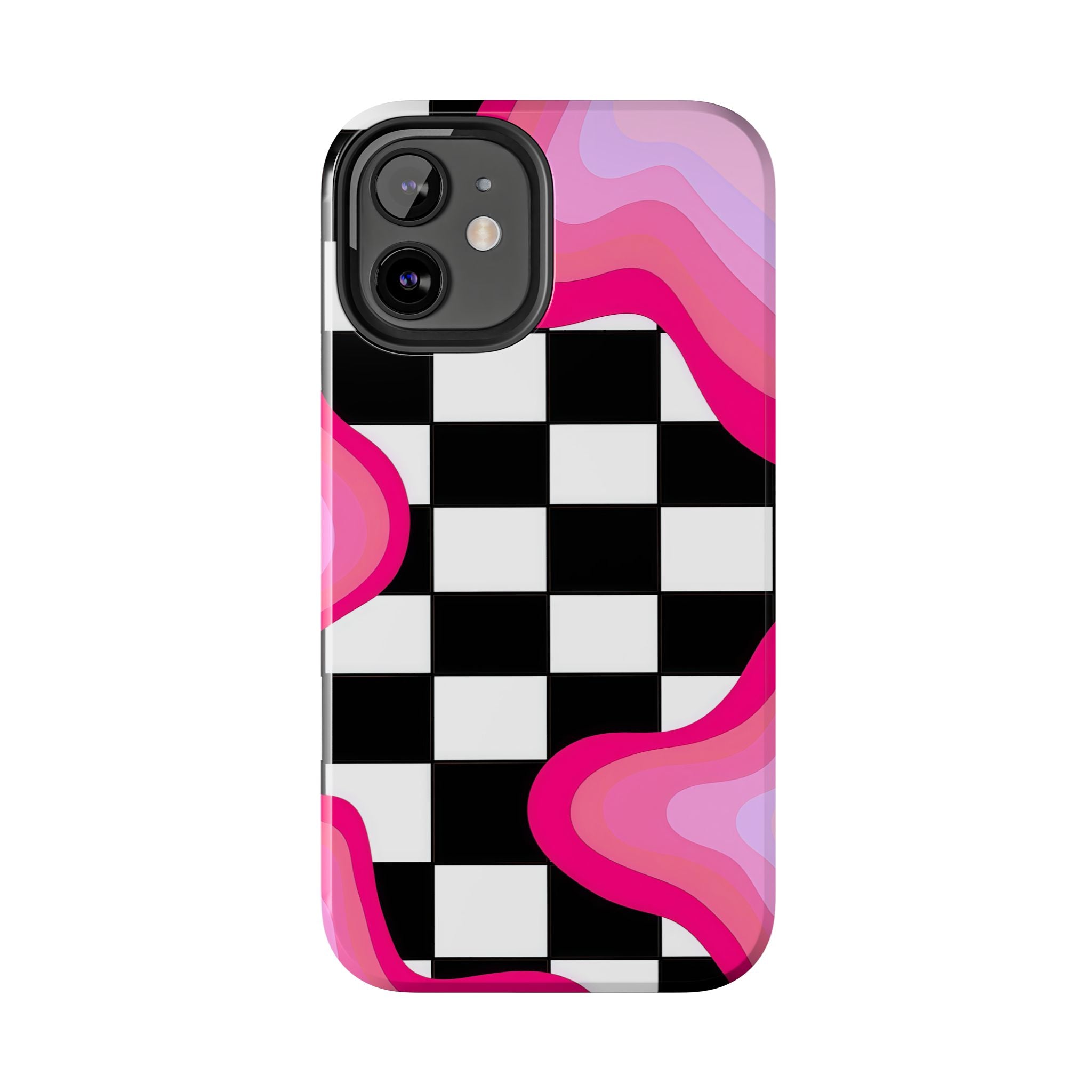 Checkered Pink Retro Wavy