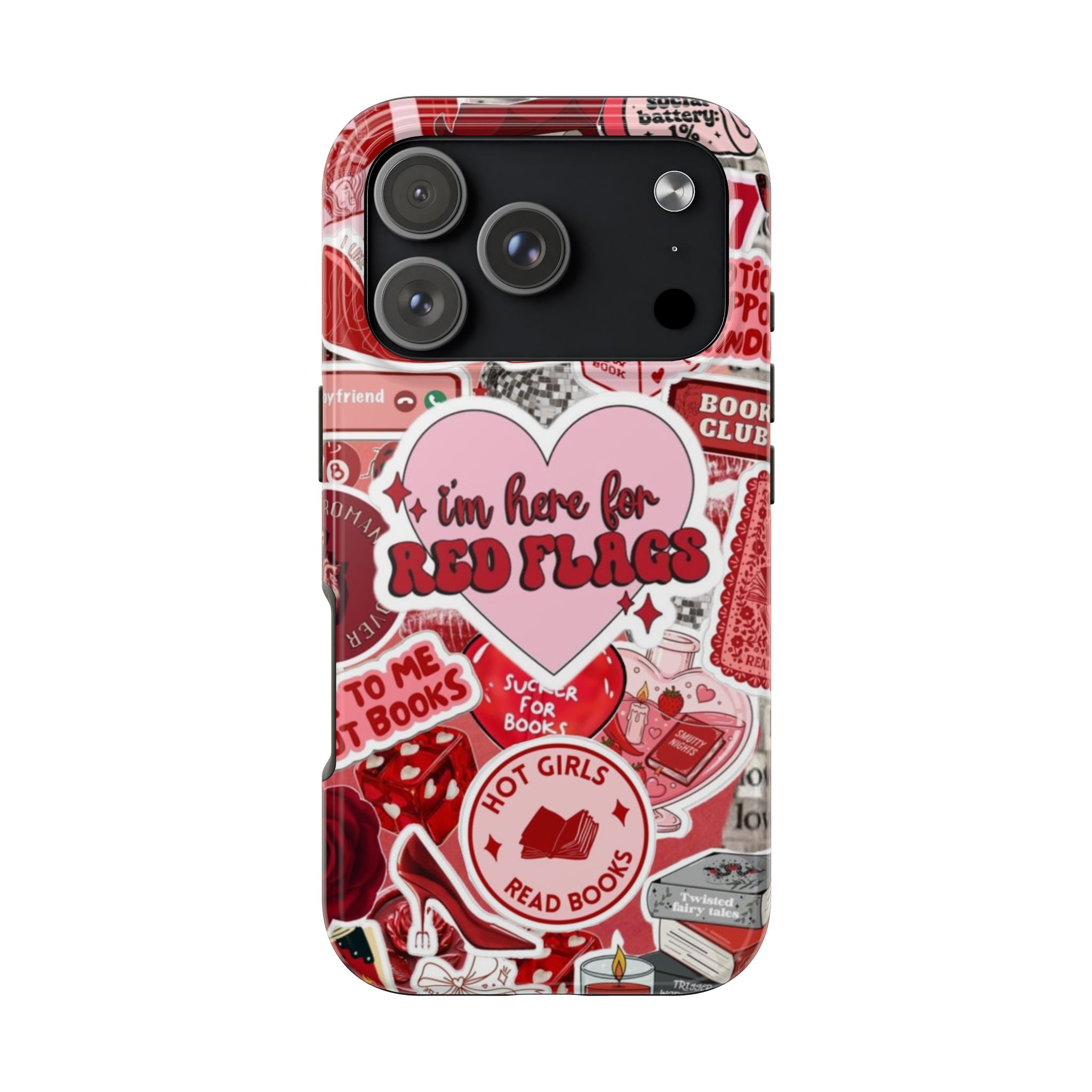 "I’m Here for Red Flags" Red Aesthetic Sticker Collage