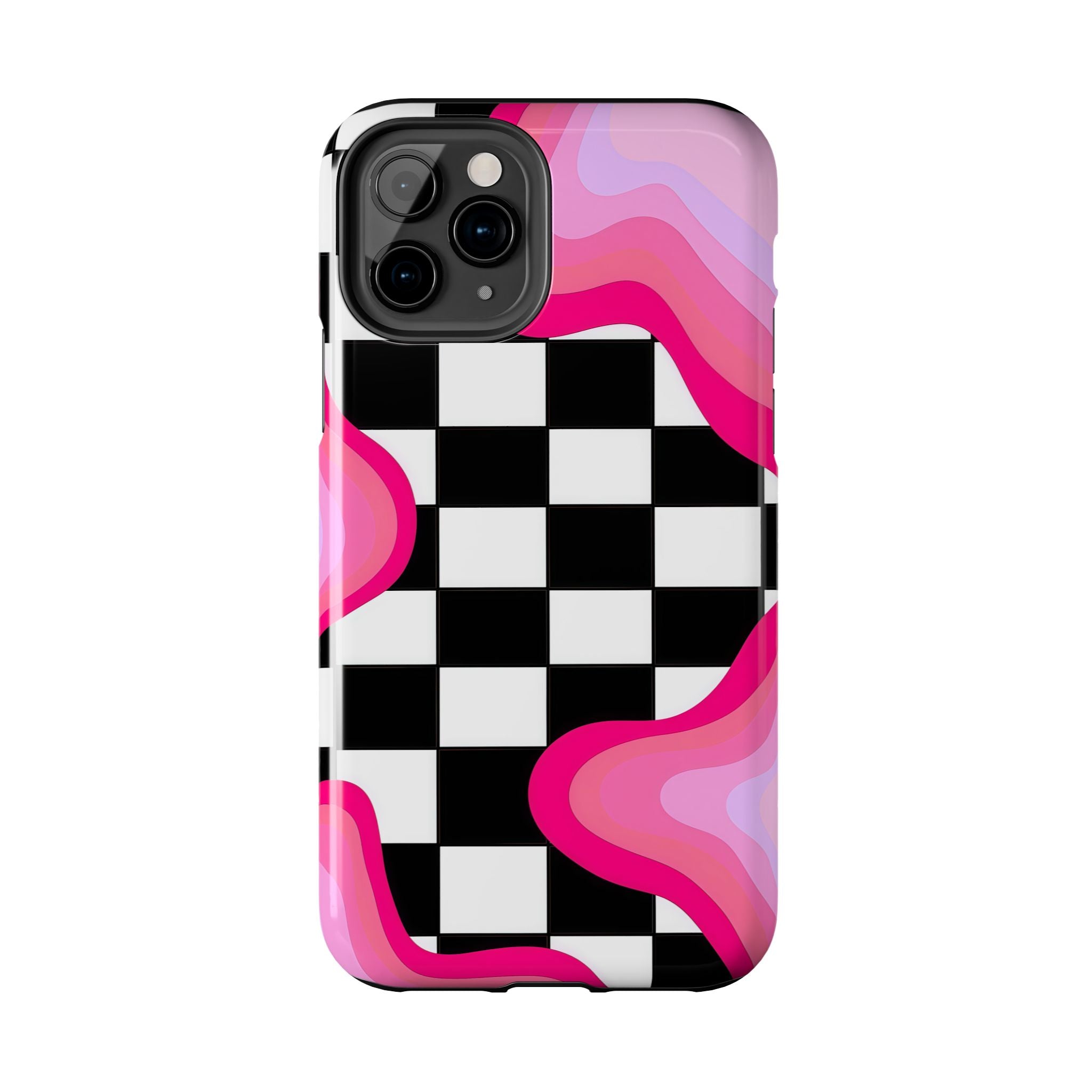 Checkered Pink Retro Wavy