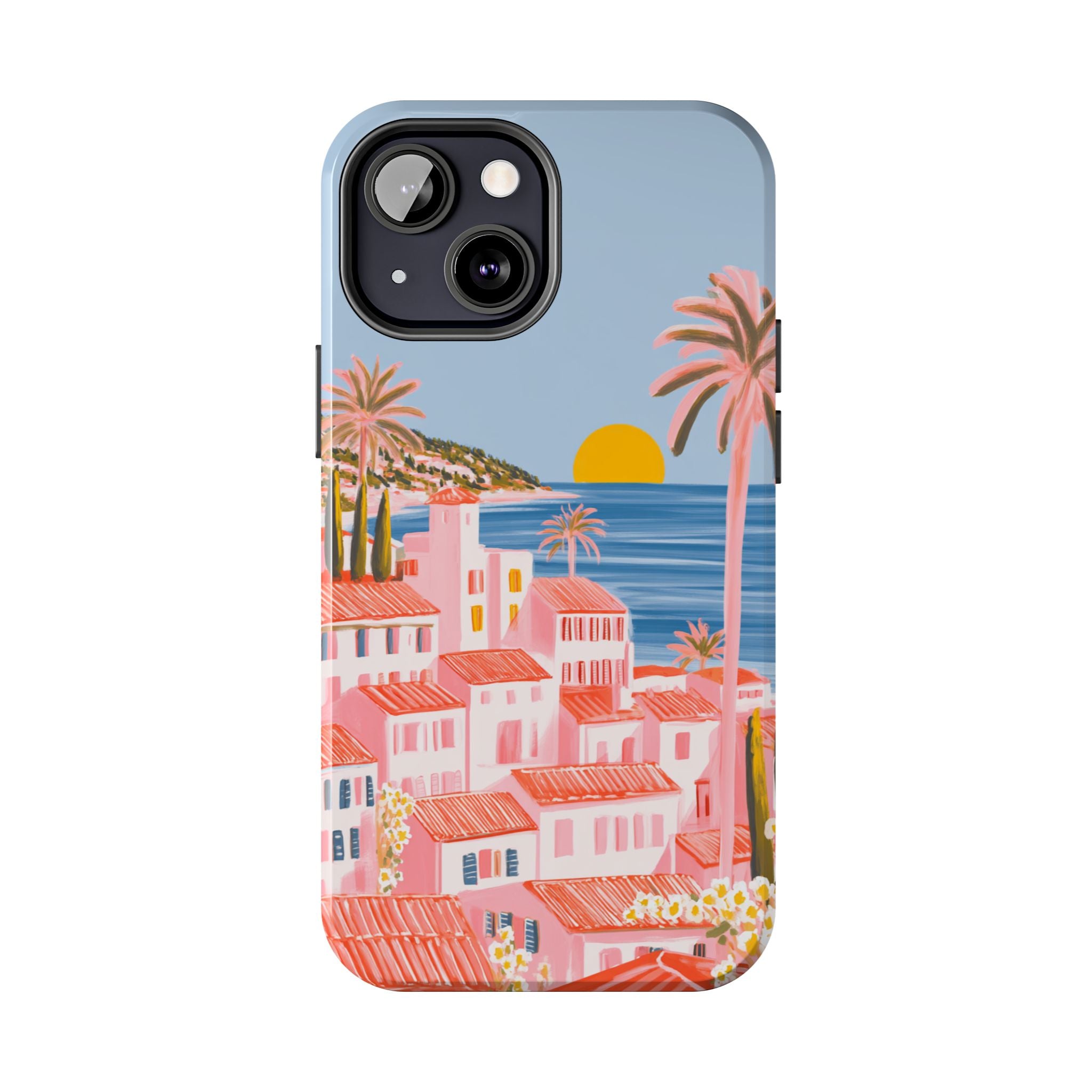 Pink Coastal Sunset Town