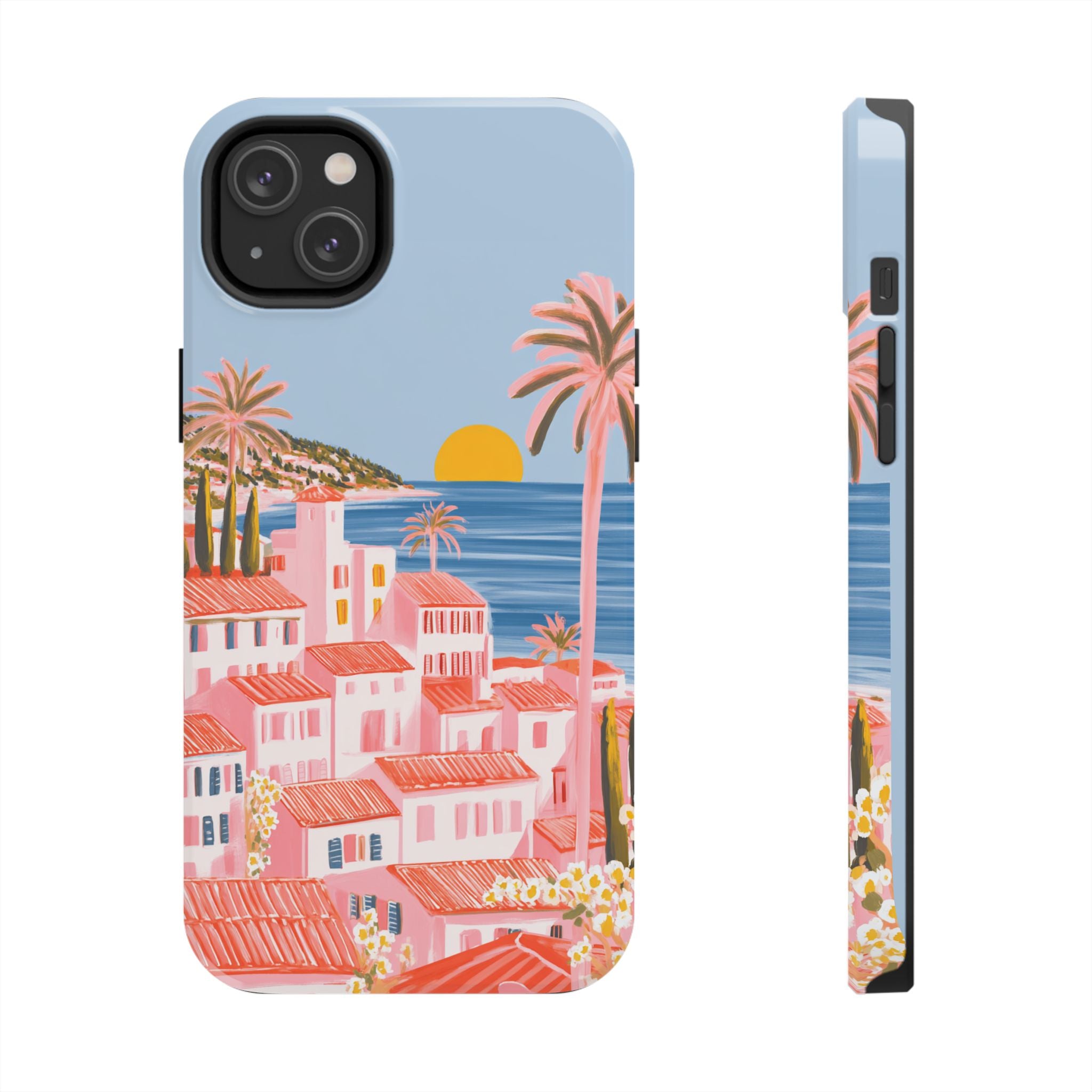 Pink Coastal Sunset Town