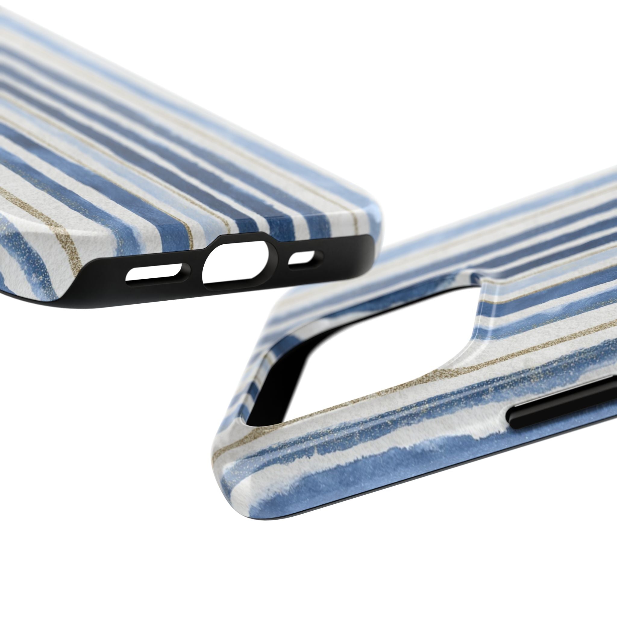 Blue Nautical Watercolor Vertical Stripes