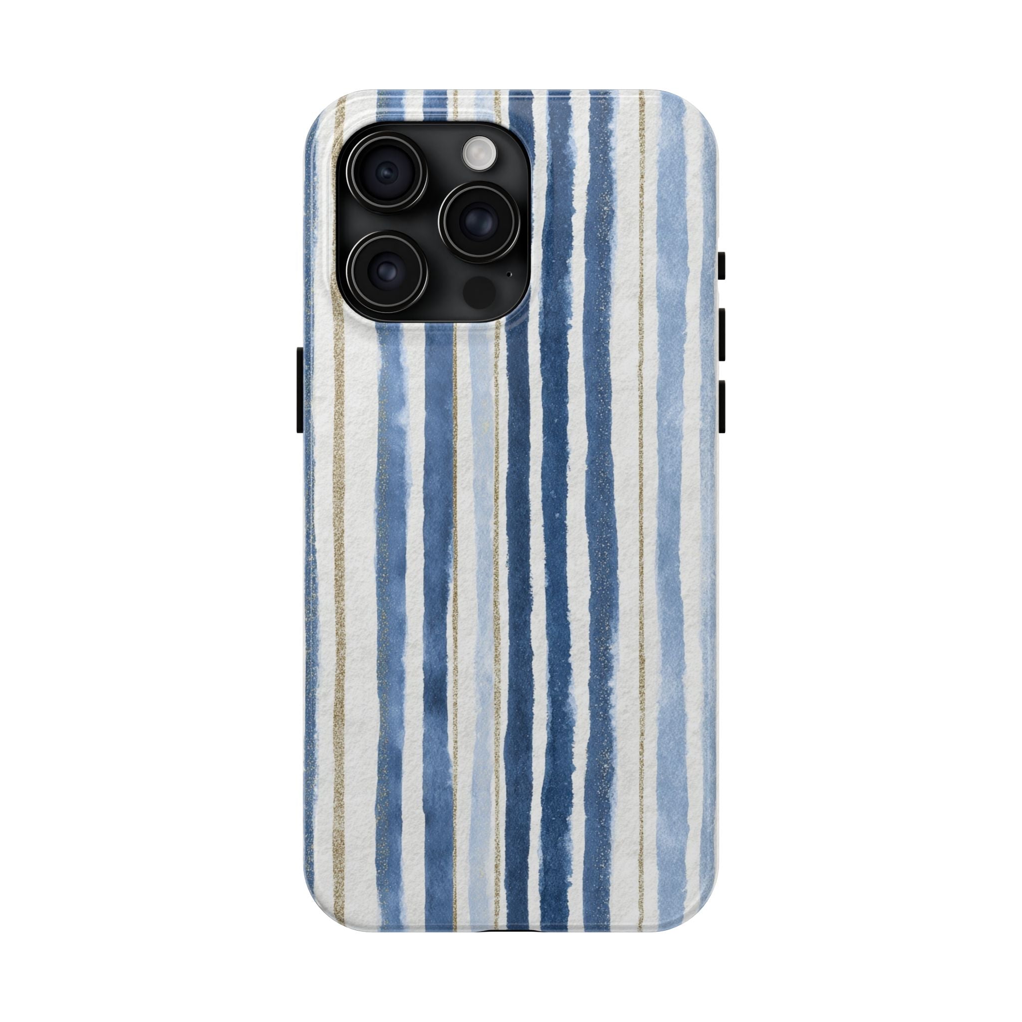 Blue Nautical Watercolor Vertical Stripes