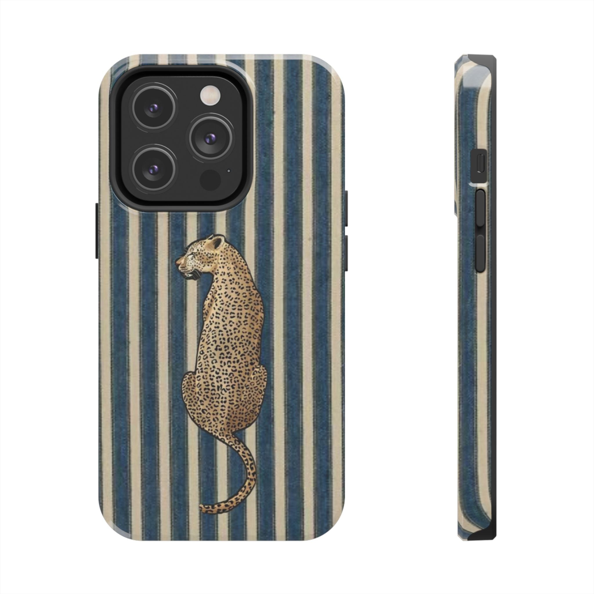 Leopard Vintage Blue Stripe