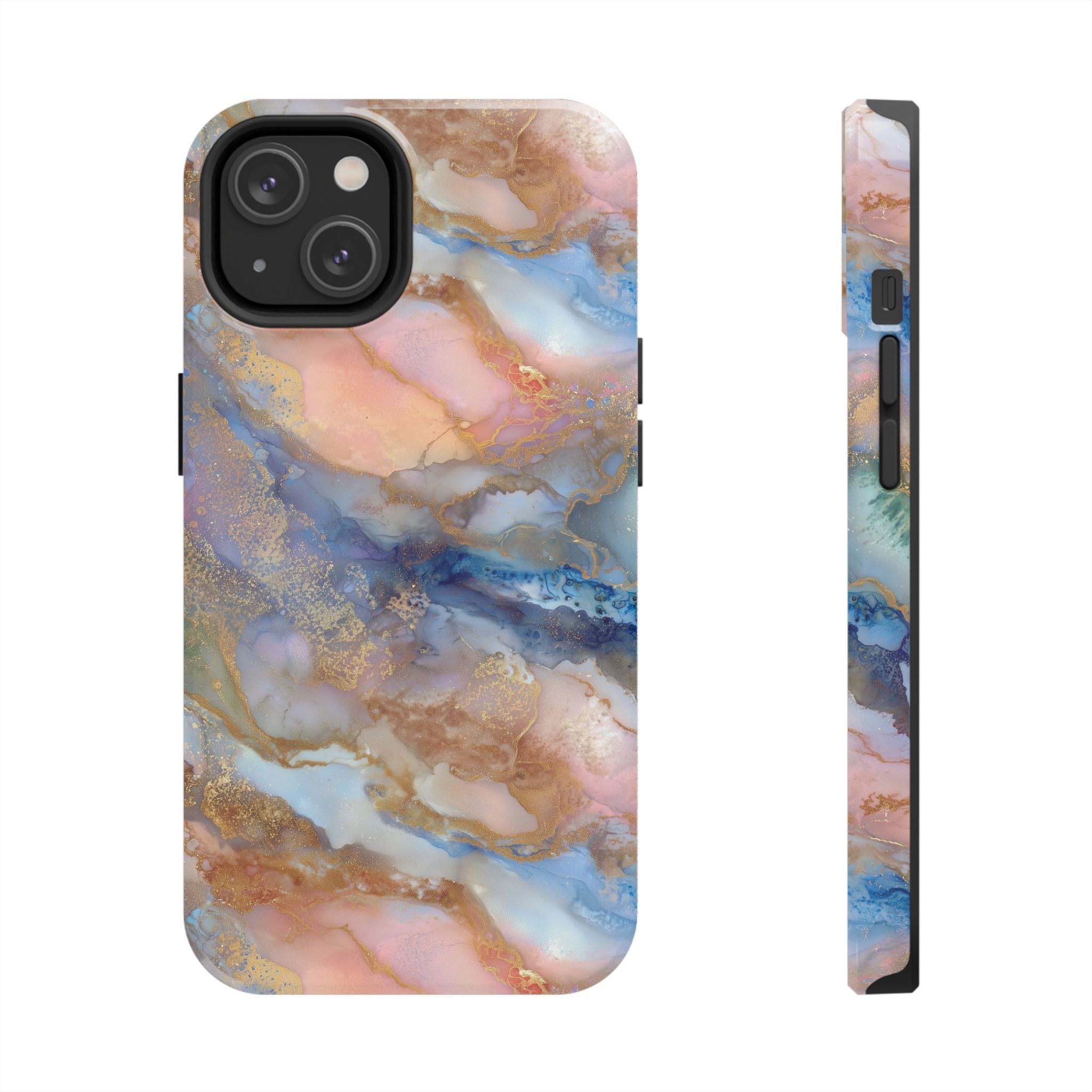 Rose Gold & Blue Abstract Marble