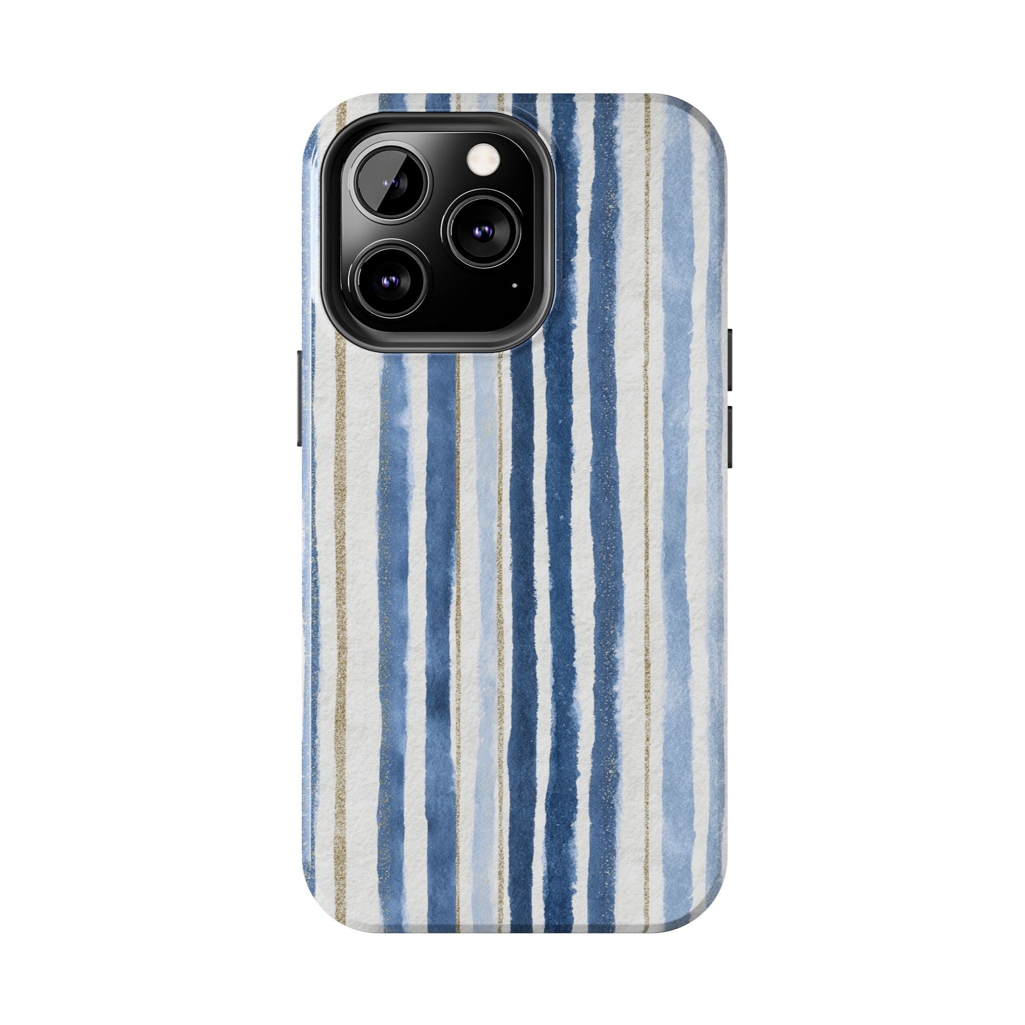 Blue Nautical Watercolor Vertical Stripes