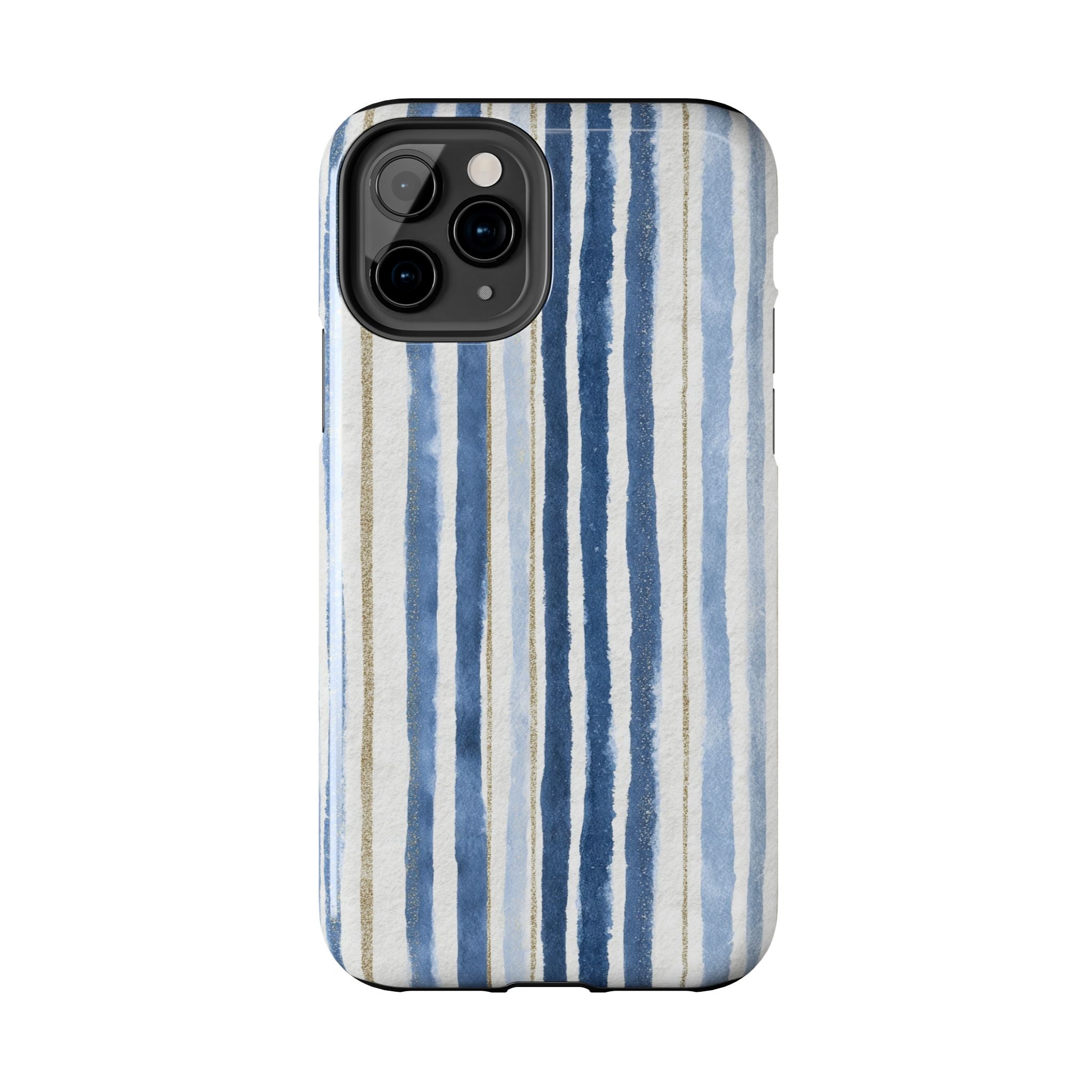 Blue Nautical Watercolor Vertical Stripes