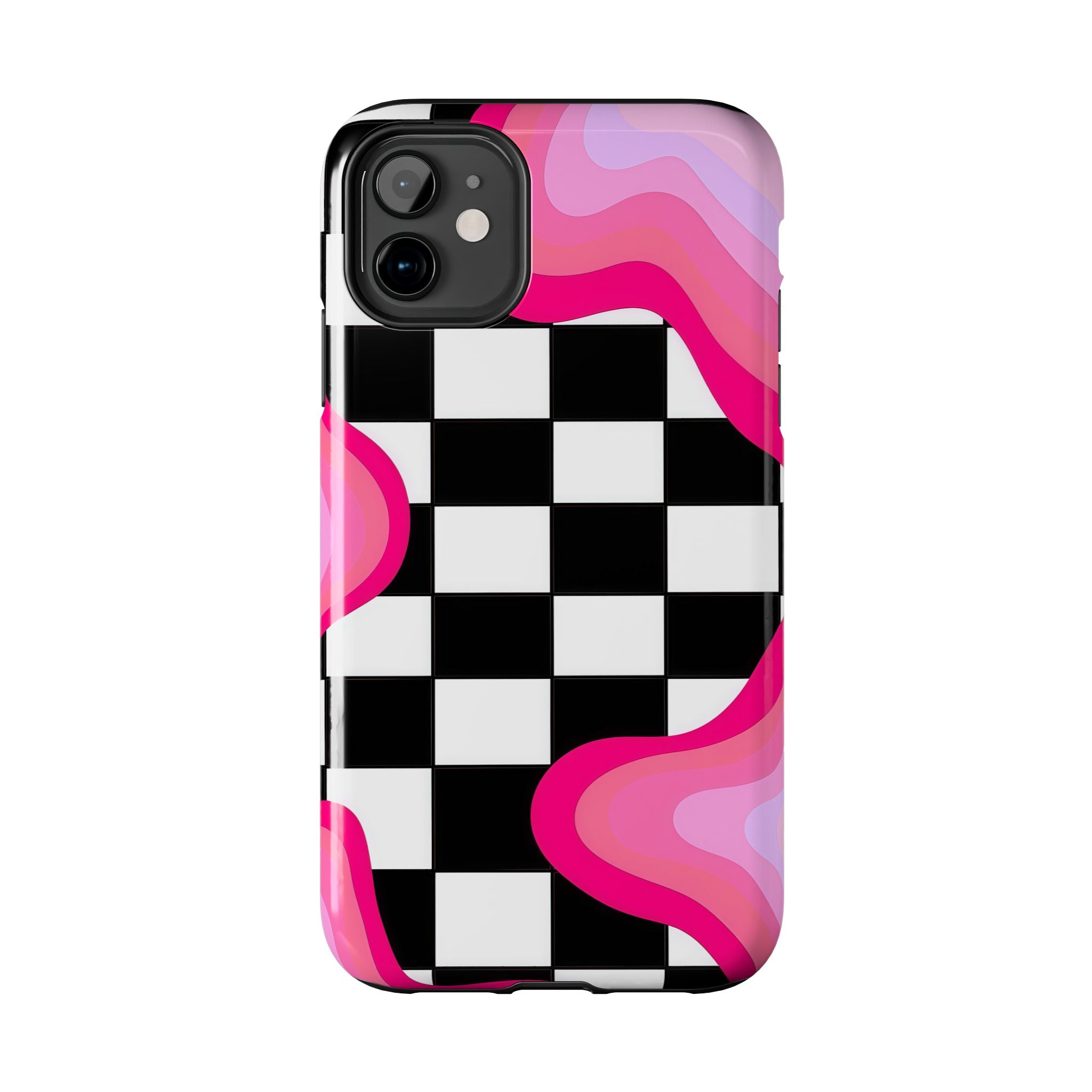 Checkered Pink Retro Wavy